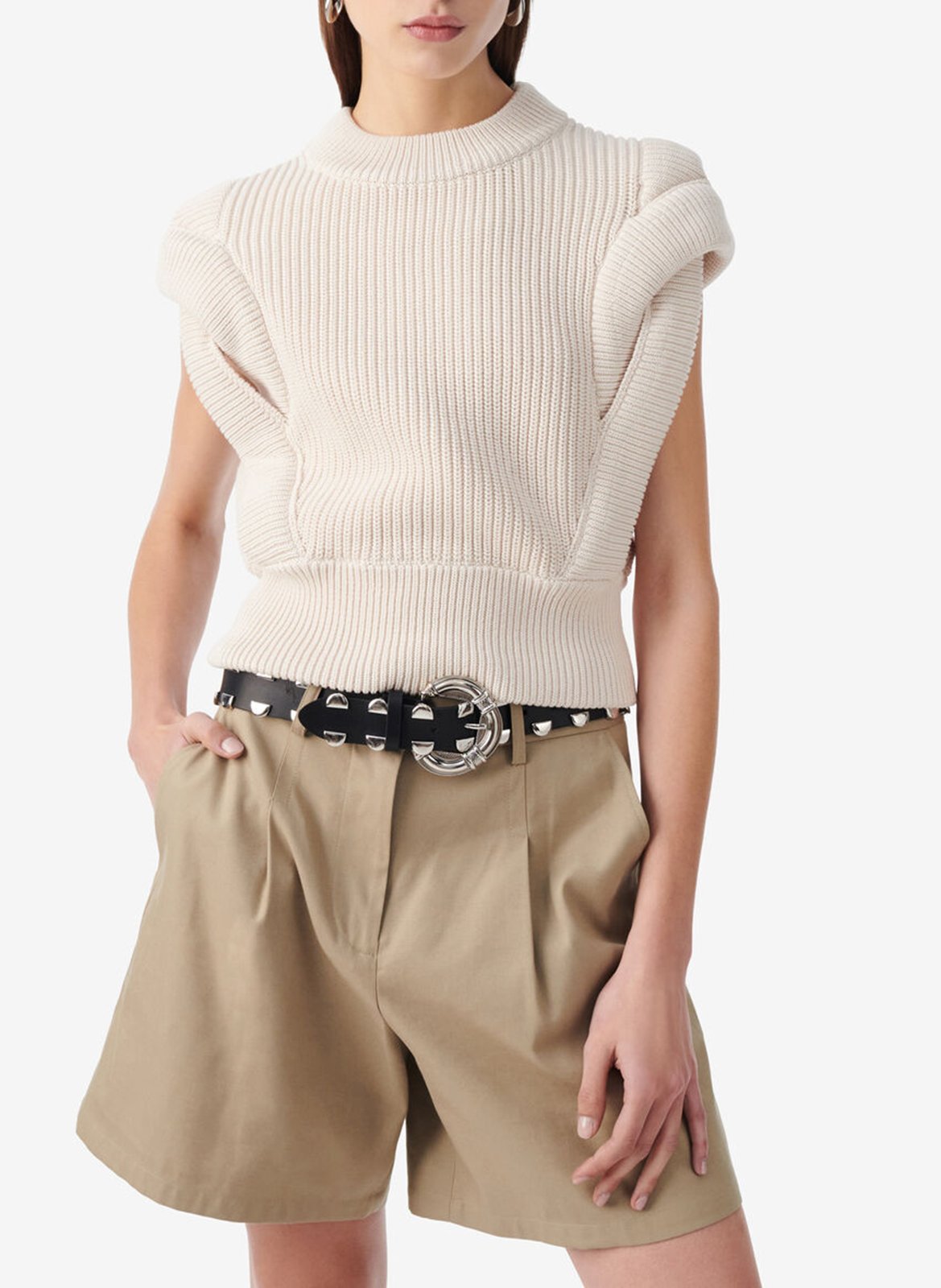 Pull sans manches maille côtes IRO Beige