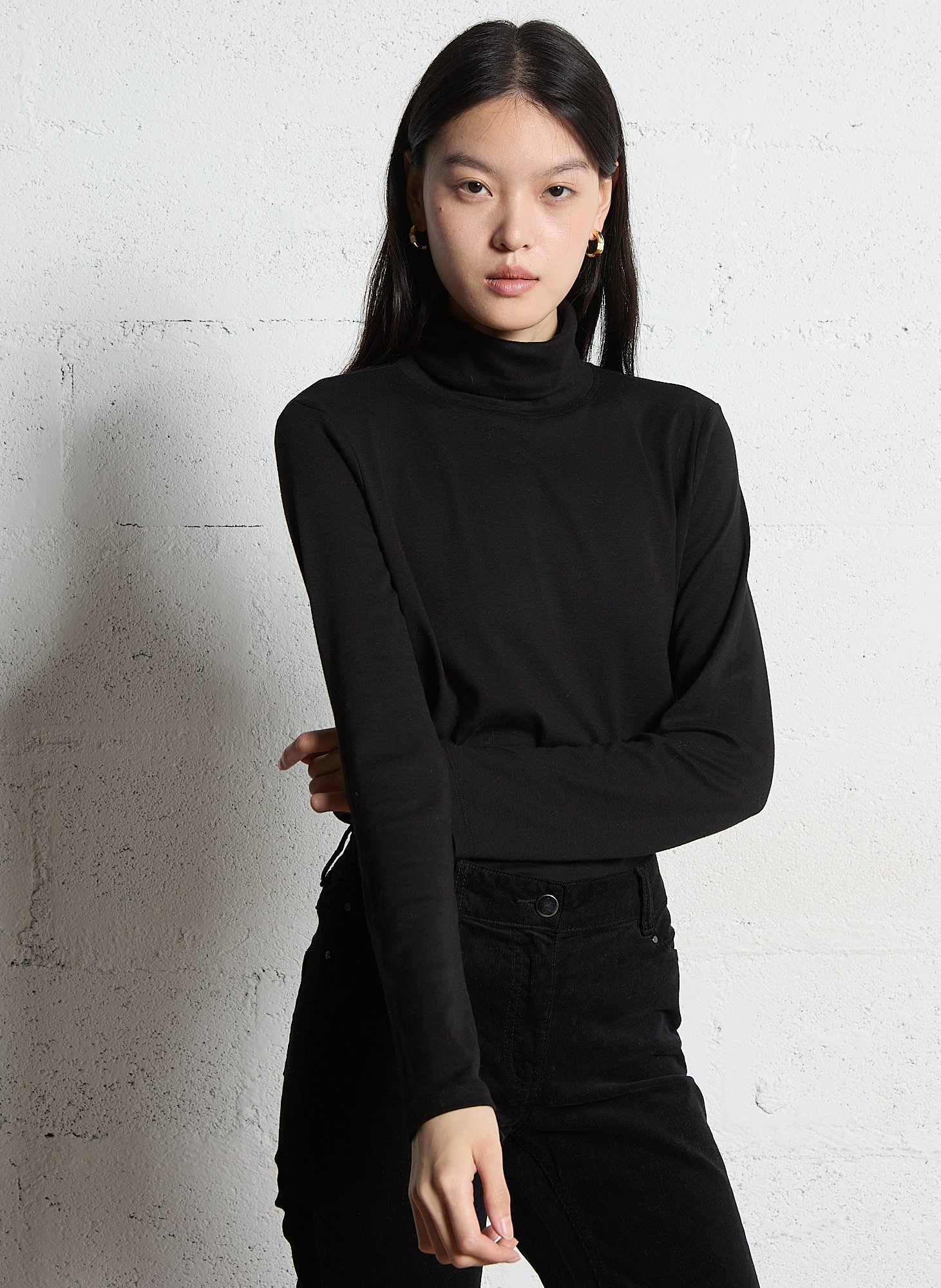 Cotton-blend turtleneck MAISON 123 Black