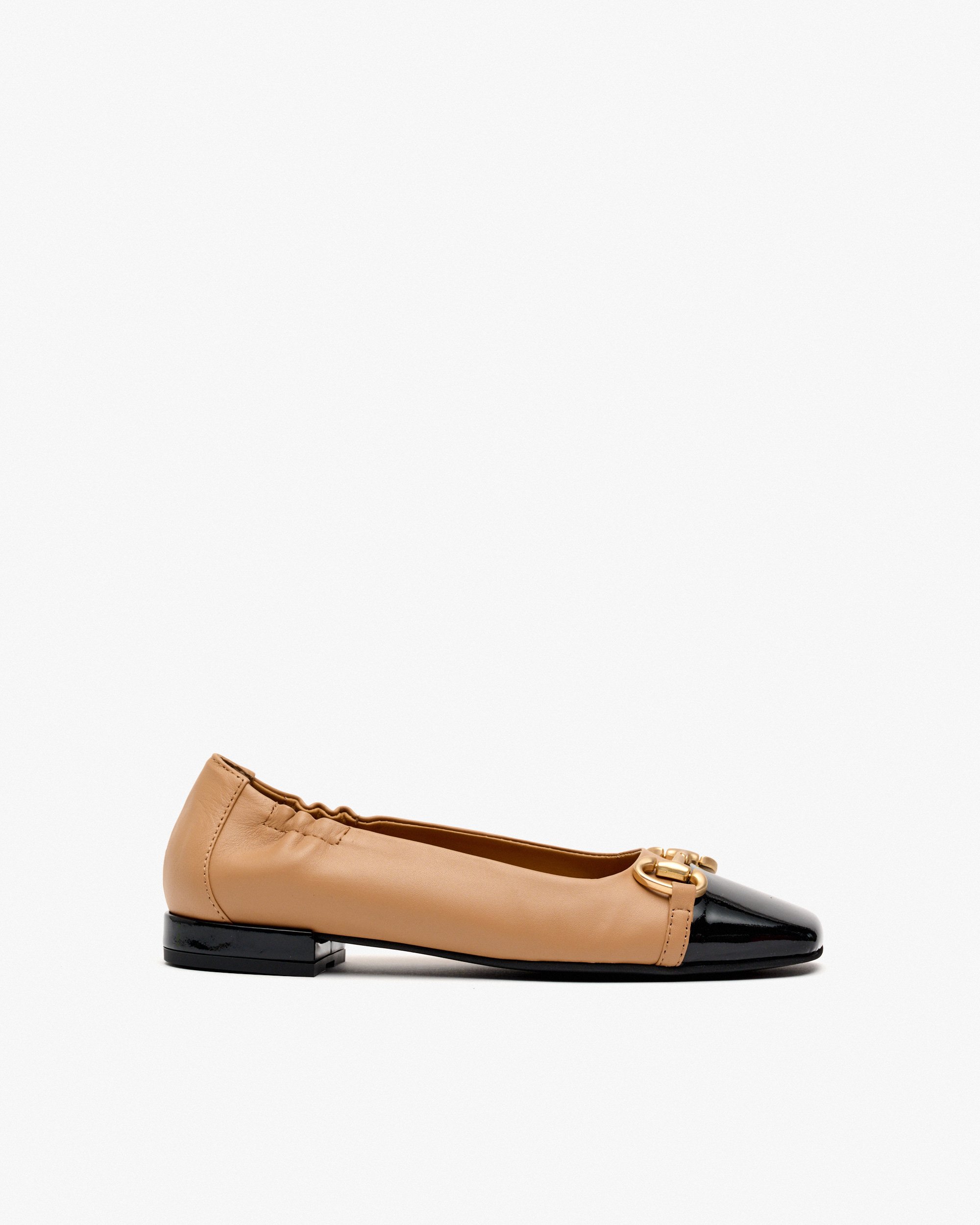 Two-tone brown leather ballet flats with ornament PEDRO MIRALLES Brown