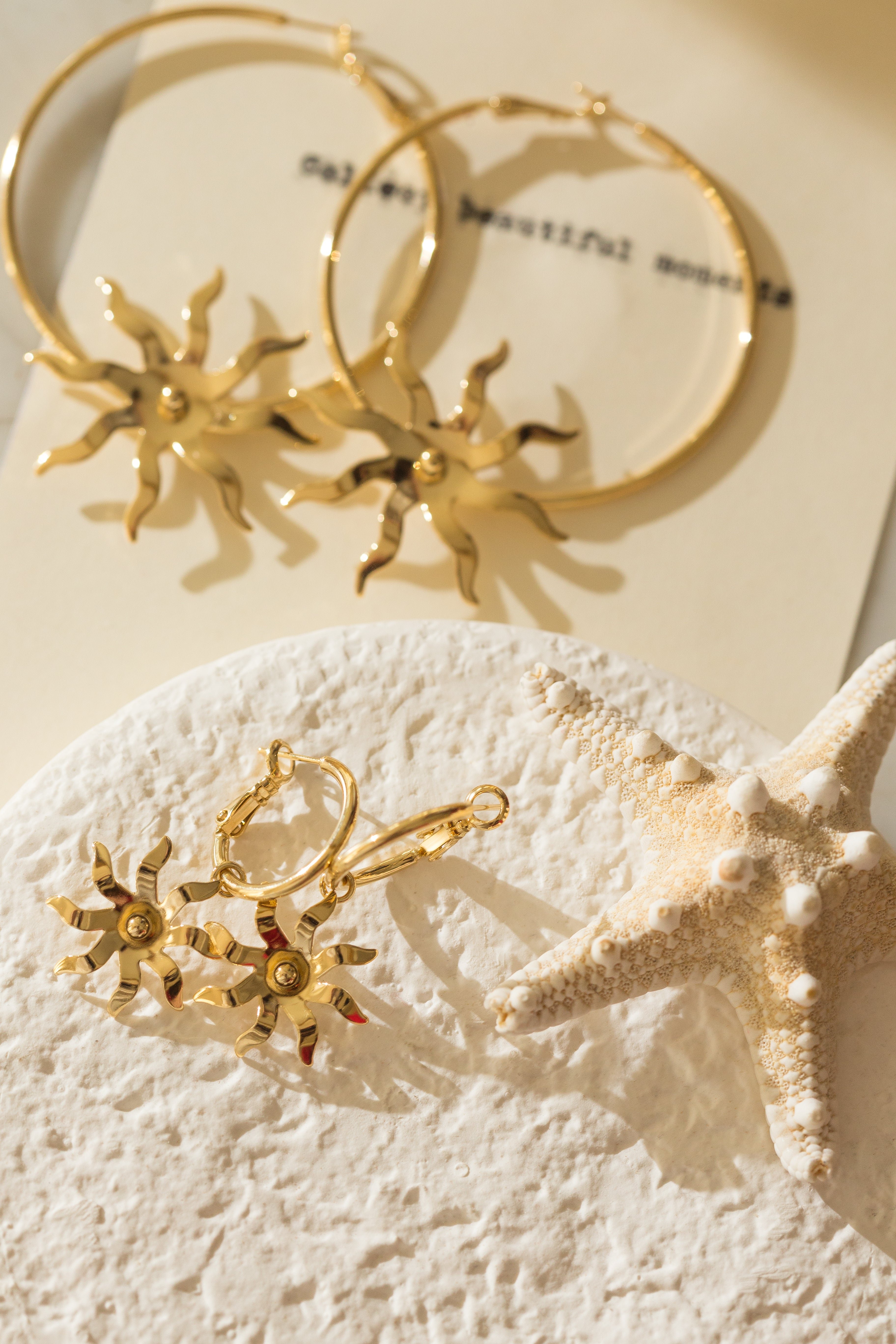 Mini gold-plated sun hoop earrings MONSIEUR SIMONE Golden