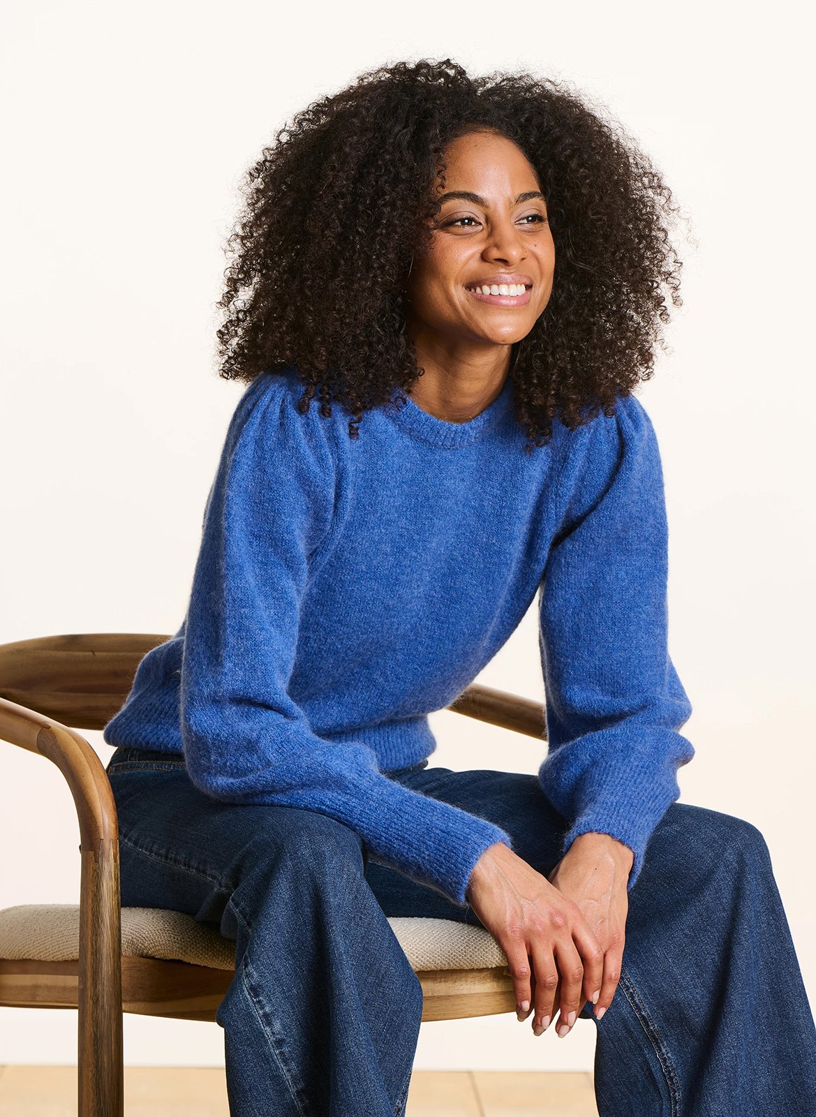 Gerade geschnittener Rundhalspullover LA FEE MARABOUTEE Blau