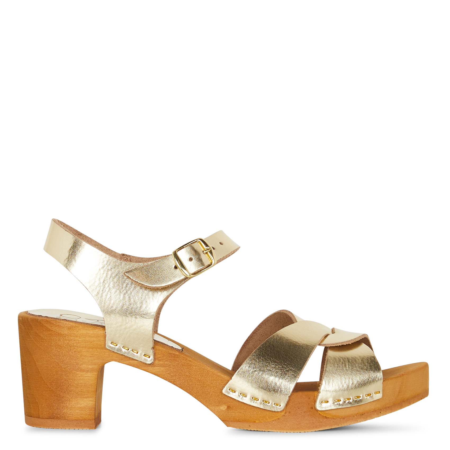 Sandalen mit überkreuzten Lederriemen und Absätzen BOSABO Golden