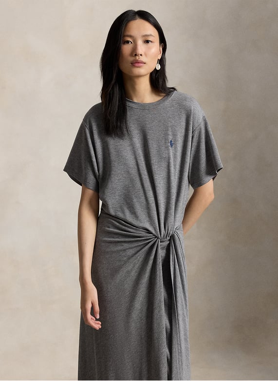 Round neck t-Shirt dress with crossover detail Grey Polo ralph lauren - Women | Place des Tendances Round neck t-Shirt dress with crossover detail Grey Polo ralph lauren - Women | Place des Tendances