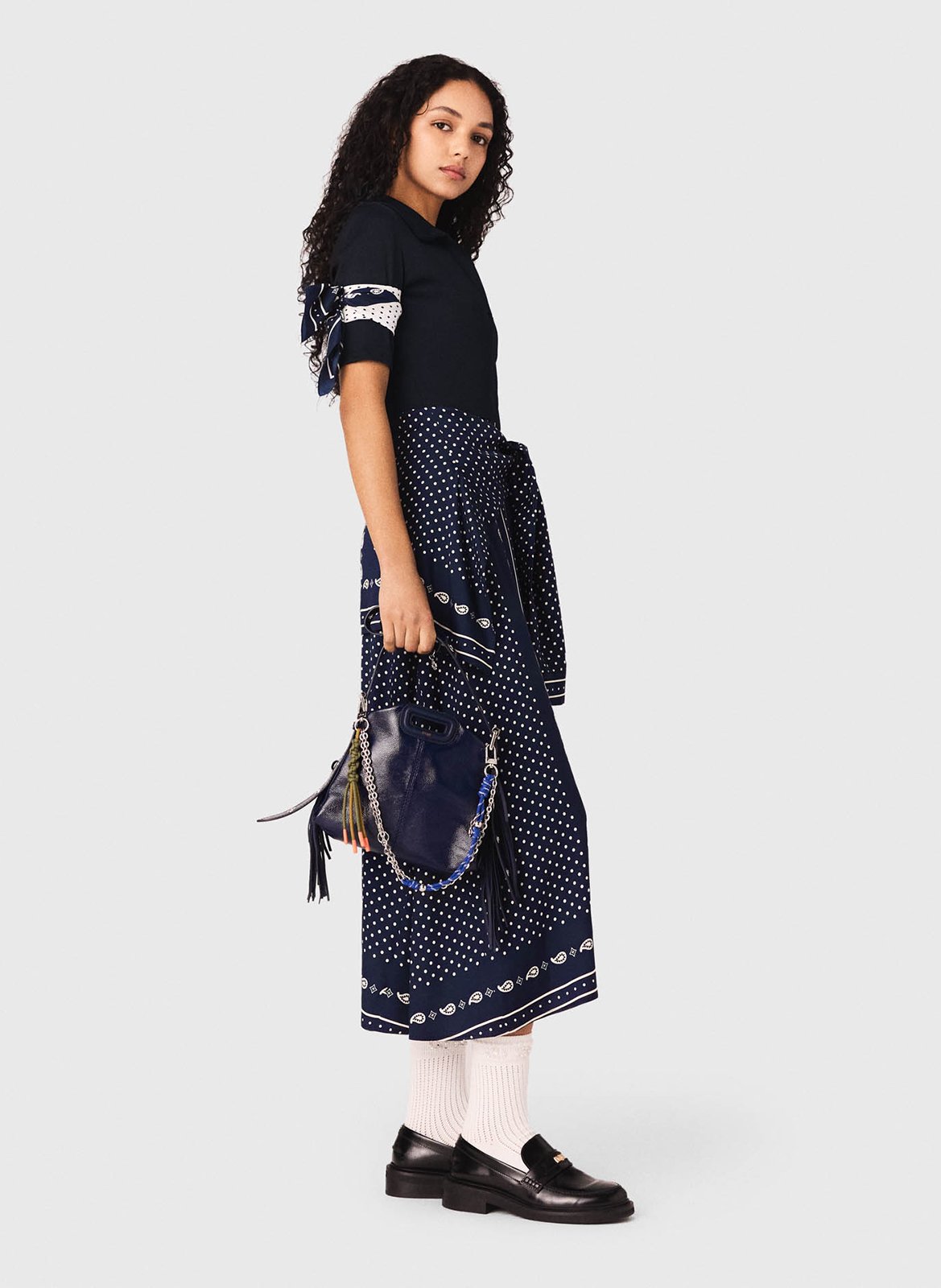 Robe longue col classique  MAJE Bleu