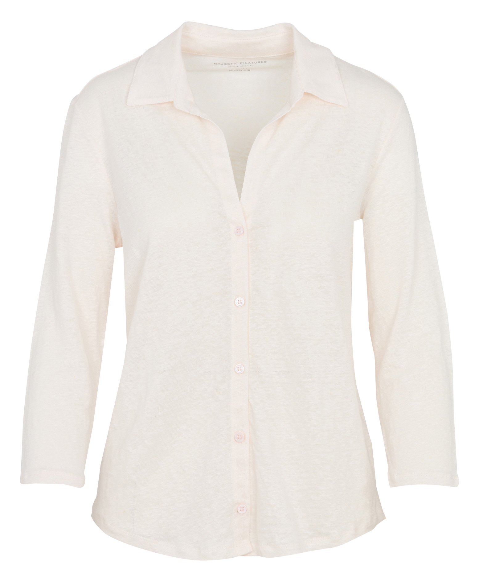 Chemise manches 3/4 en lin mélangé MAJESTIC FILATURES Beige