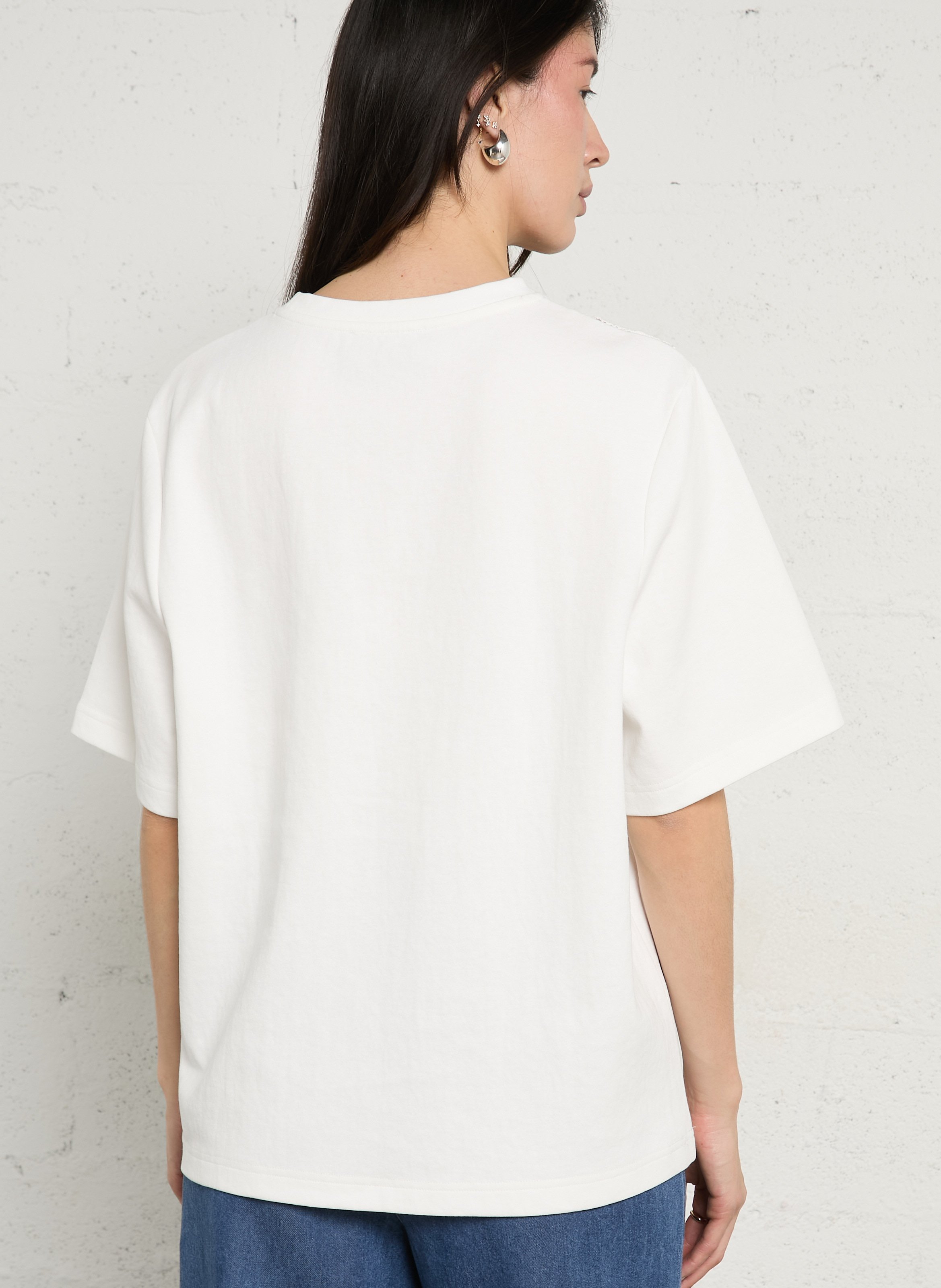 Oversize round-neck cotton-blend T-shirt BERENICE White