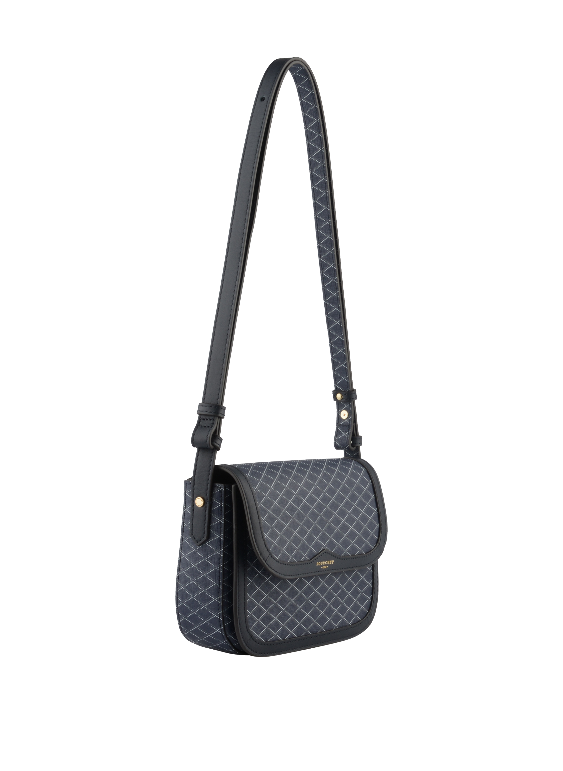 Coated canvas shoulder bag POURCHET Blue