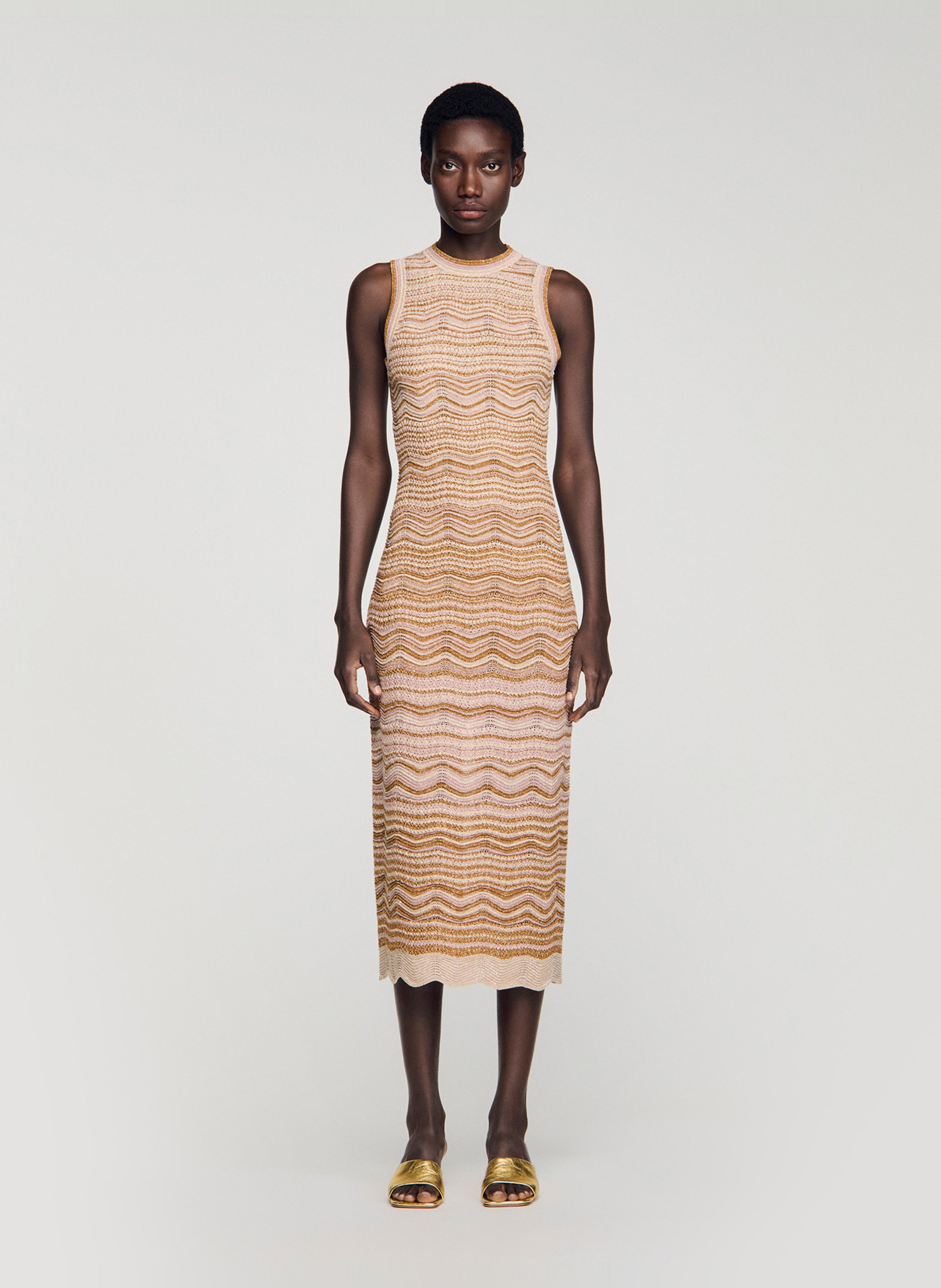 Midi-jurk zonder mouwen met aansluitende pasvorm SANDRO Bruin