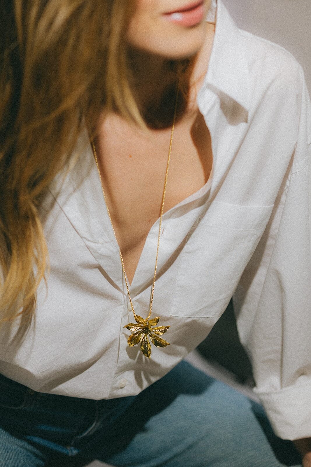 Gold-plated flower pendant Golden