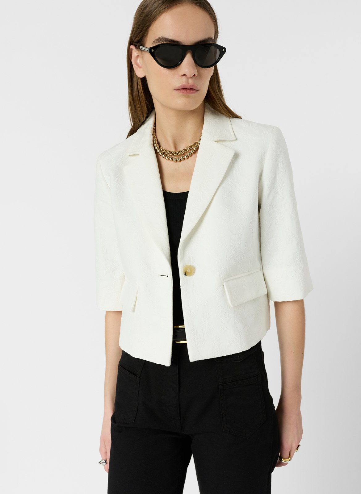 Recht, katoenen jasje met reverskraag GERARD DAREL Wit