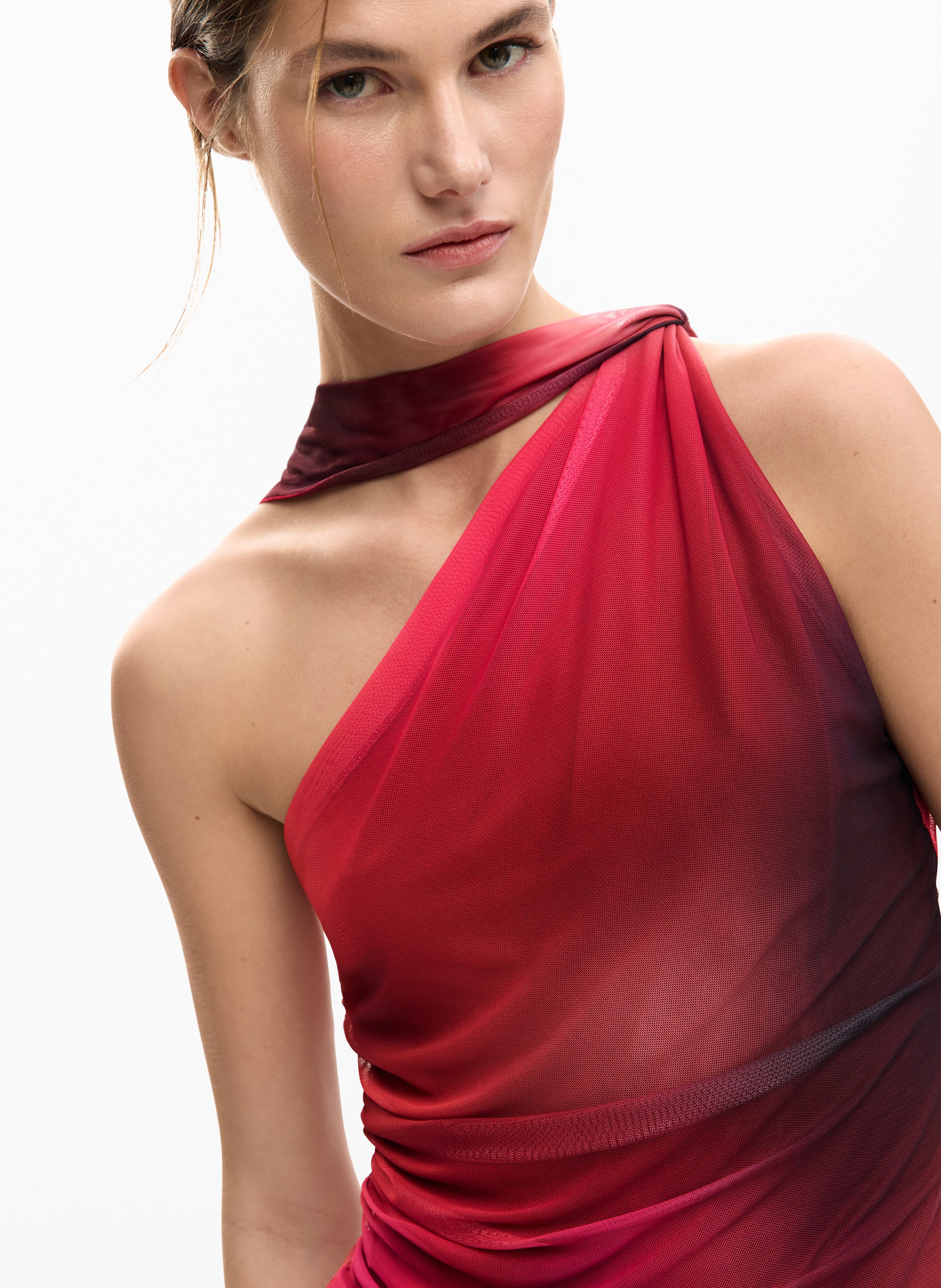 Mouwloze top met strikhalternek DESIGUAL Rood