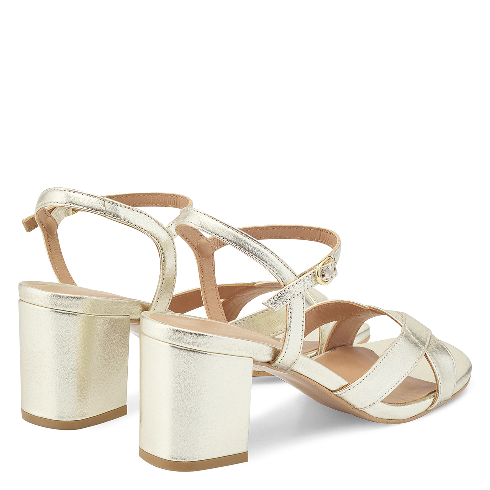 Sandales à talon en cuir métallisé COSMOPARIS Doré