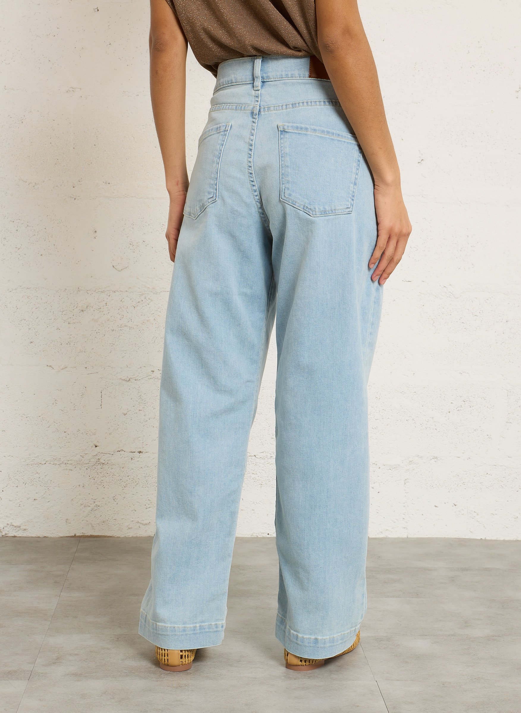 Jean boyfriend large uni SUD EXPRESS Bleu