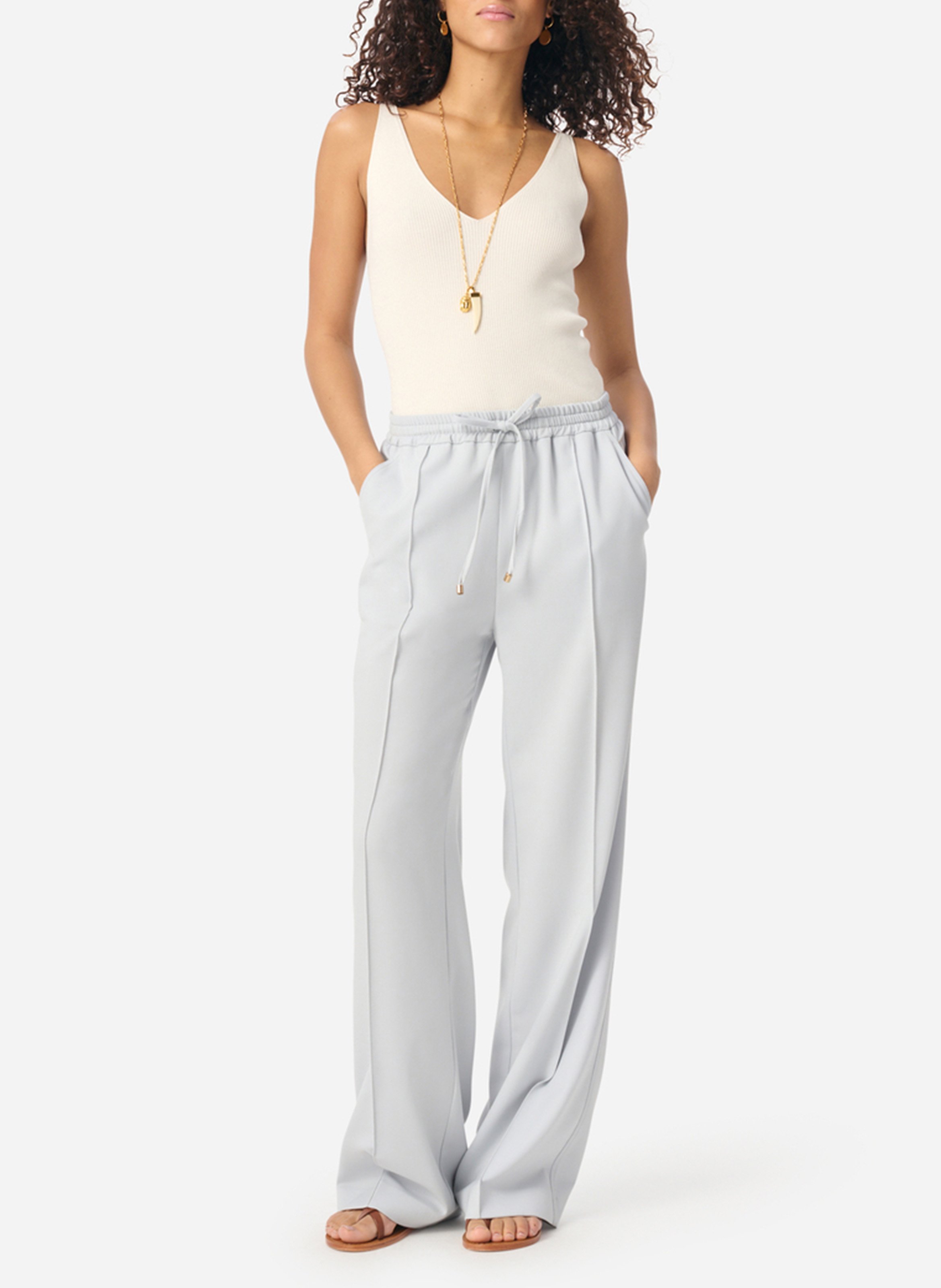 Lichtgewicht en soepele pantalon met plooien Wit