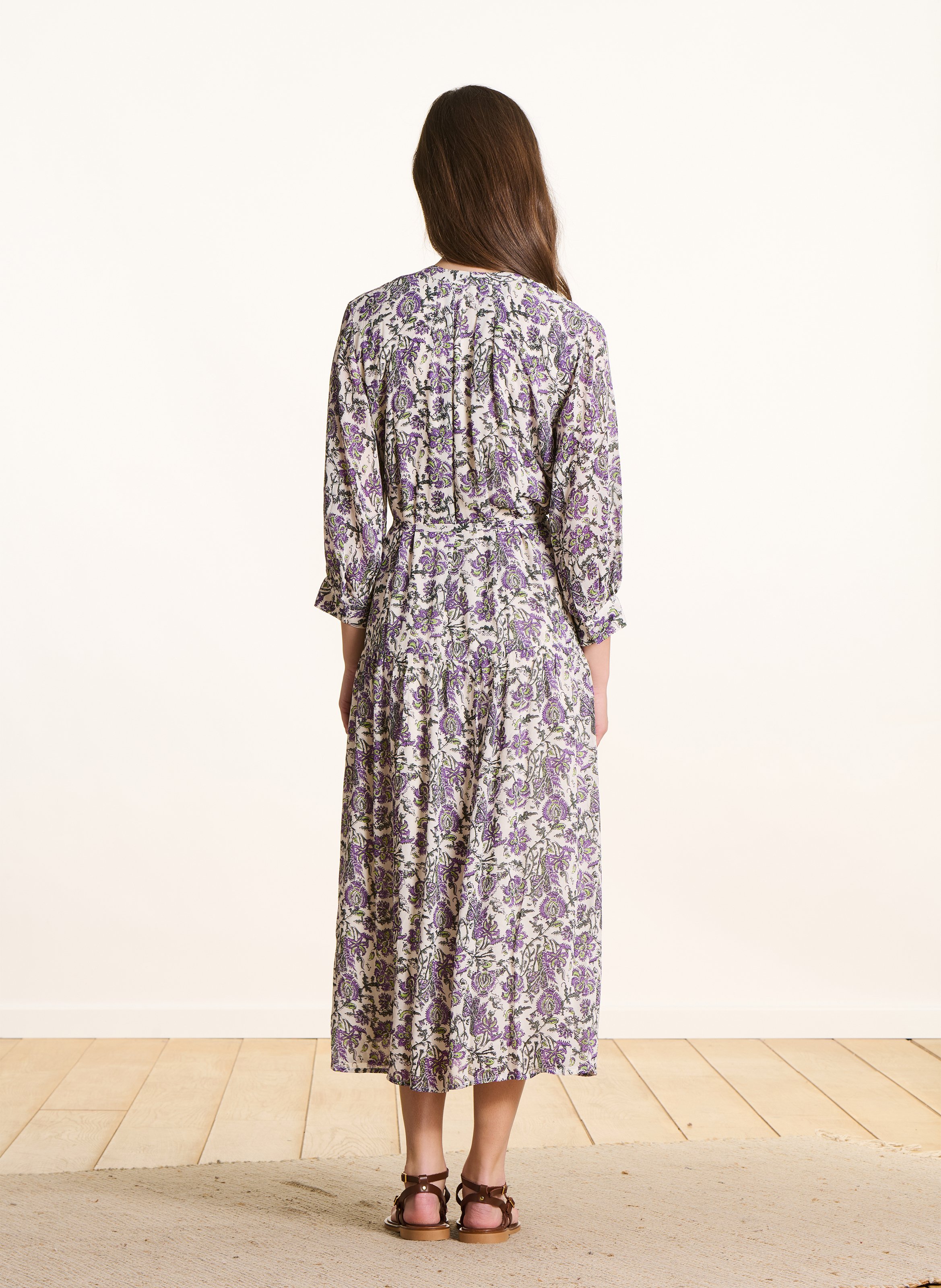 Langes Kleid mit Blumenprint LA FEE MARABOUTEE Violett