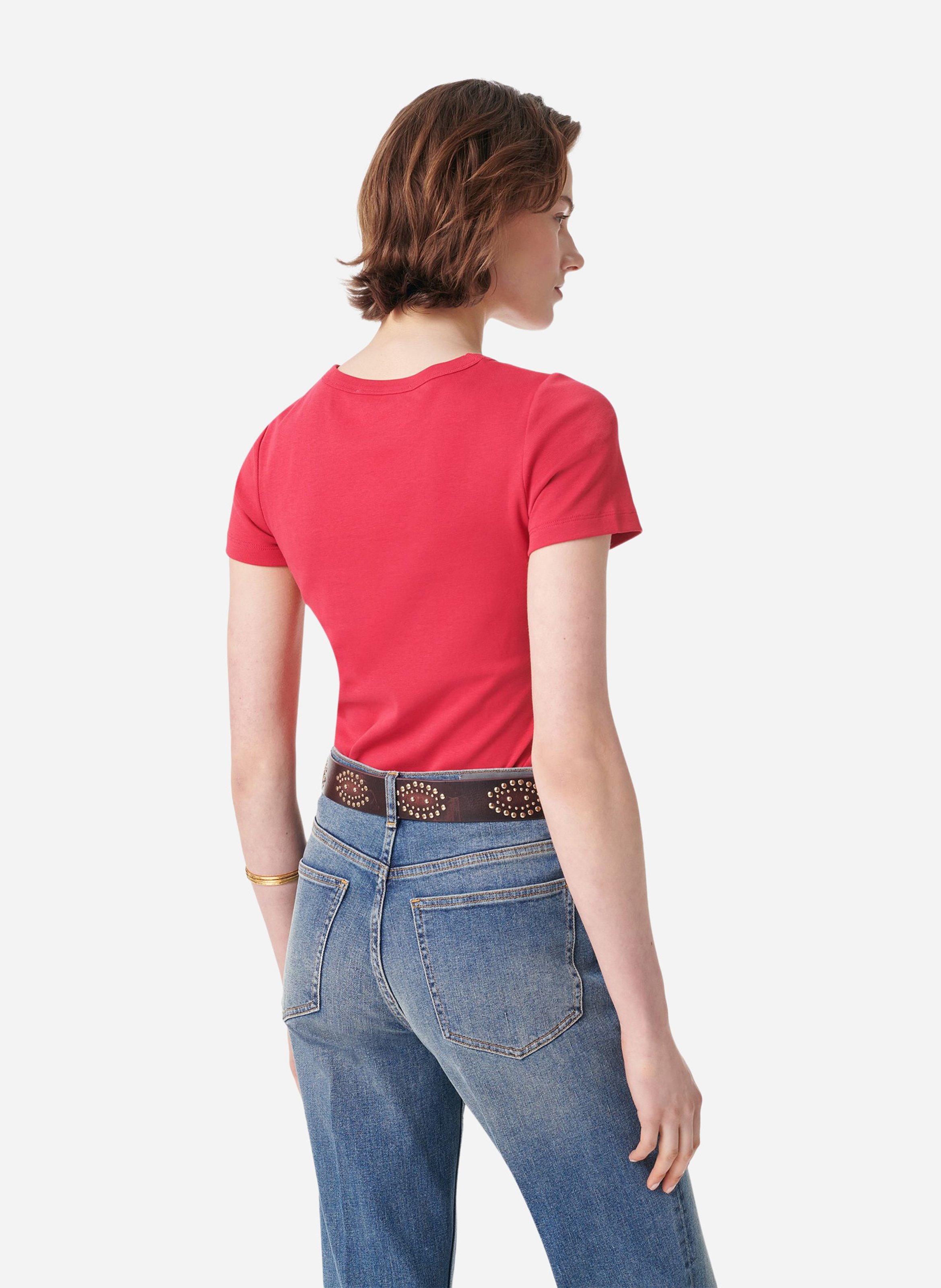 Tee-shirt col rond en coton bio VANESSA BRUNO Rose