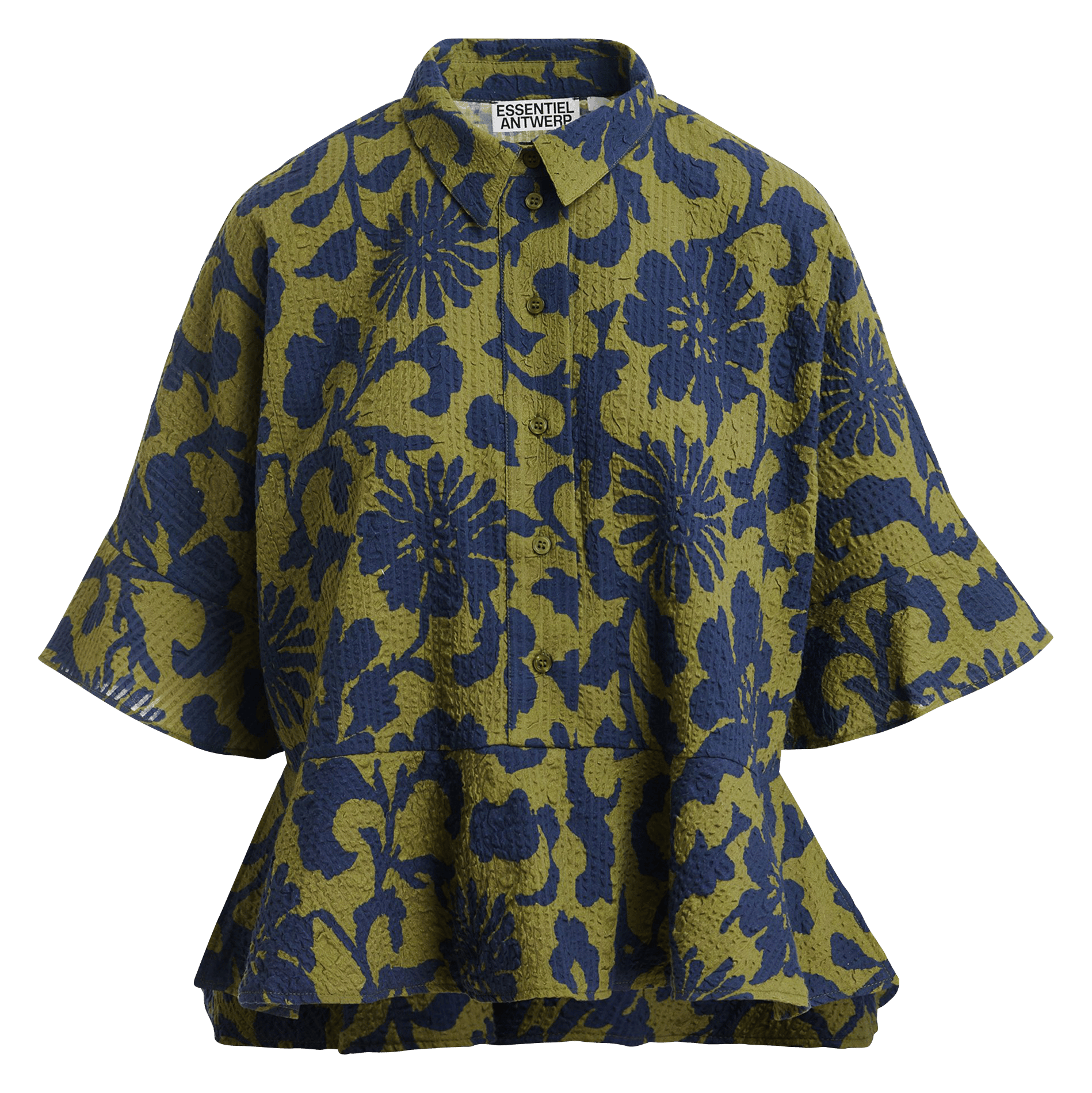 Chemise évasée à motifs en coton Vert