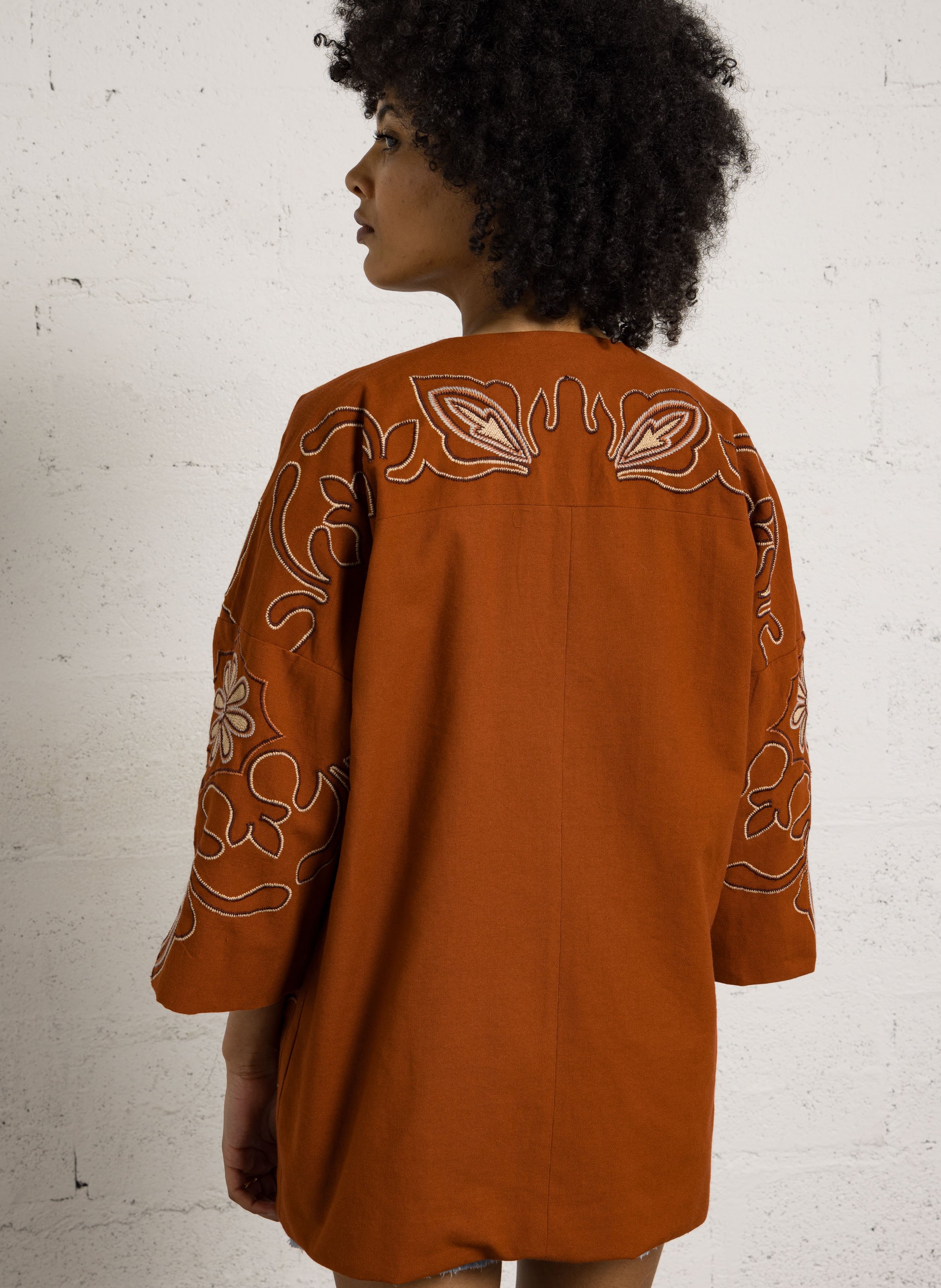 Veste droite manches 3/4 brodée MAISON 123 Rouge