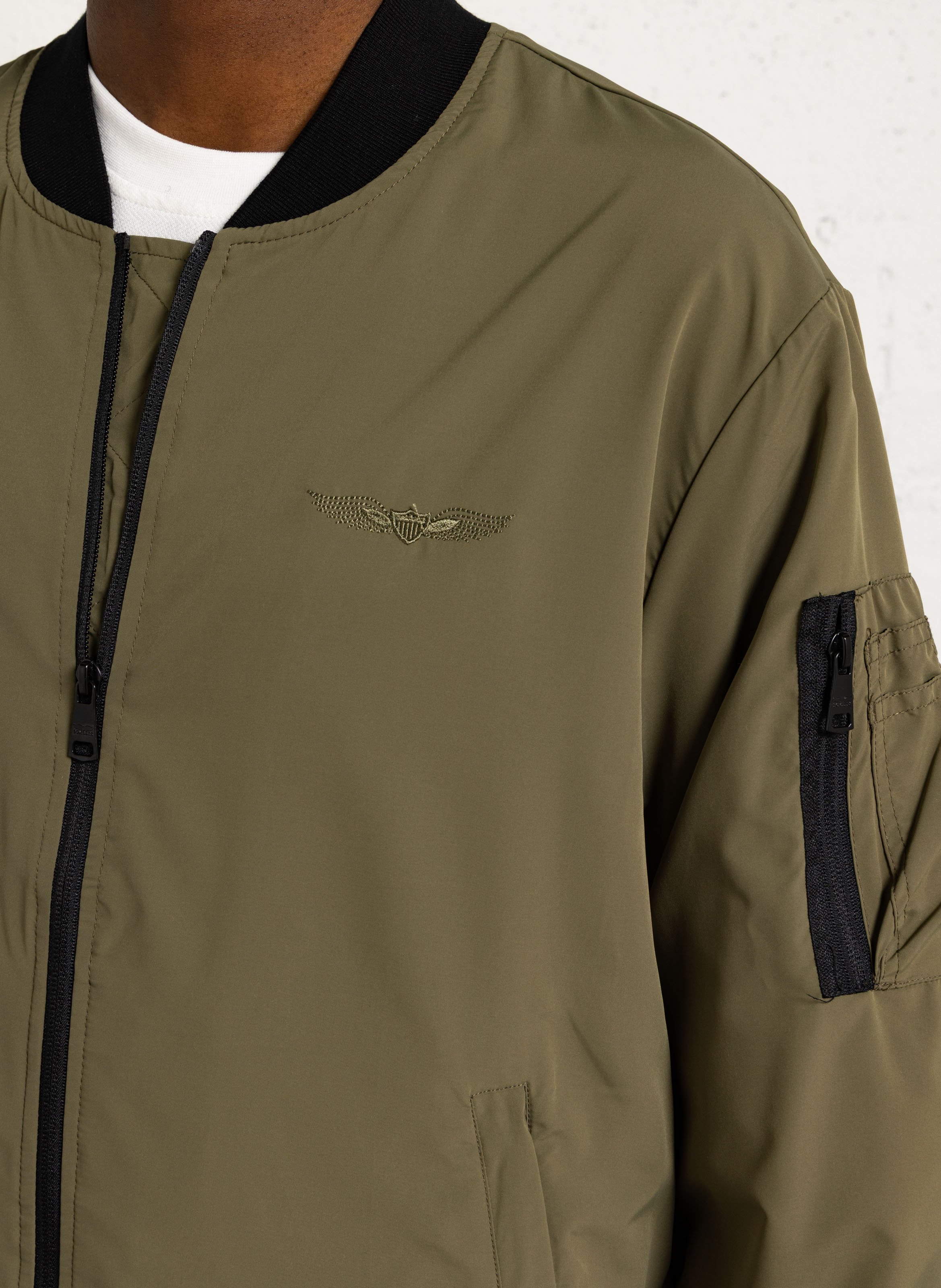 Veste oversize col teddy BOMBERS ORIGINAL Kaki