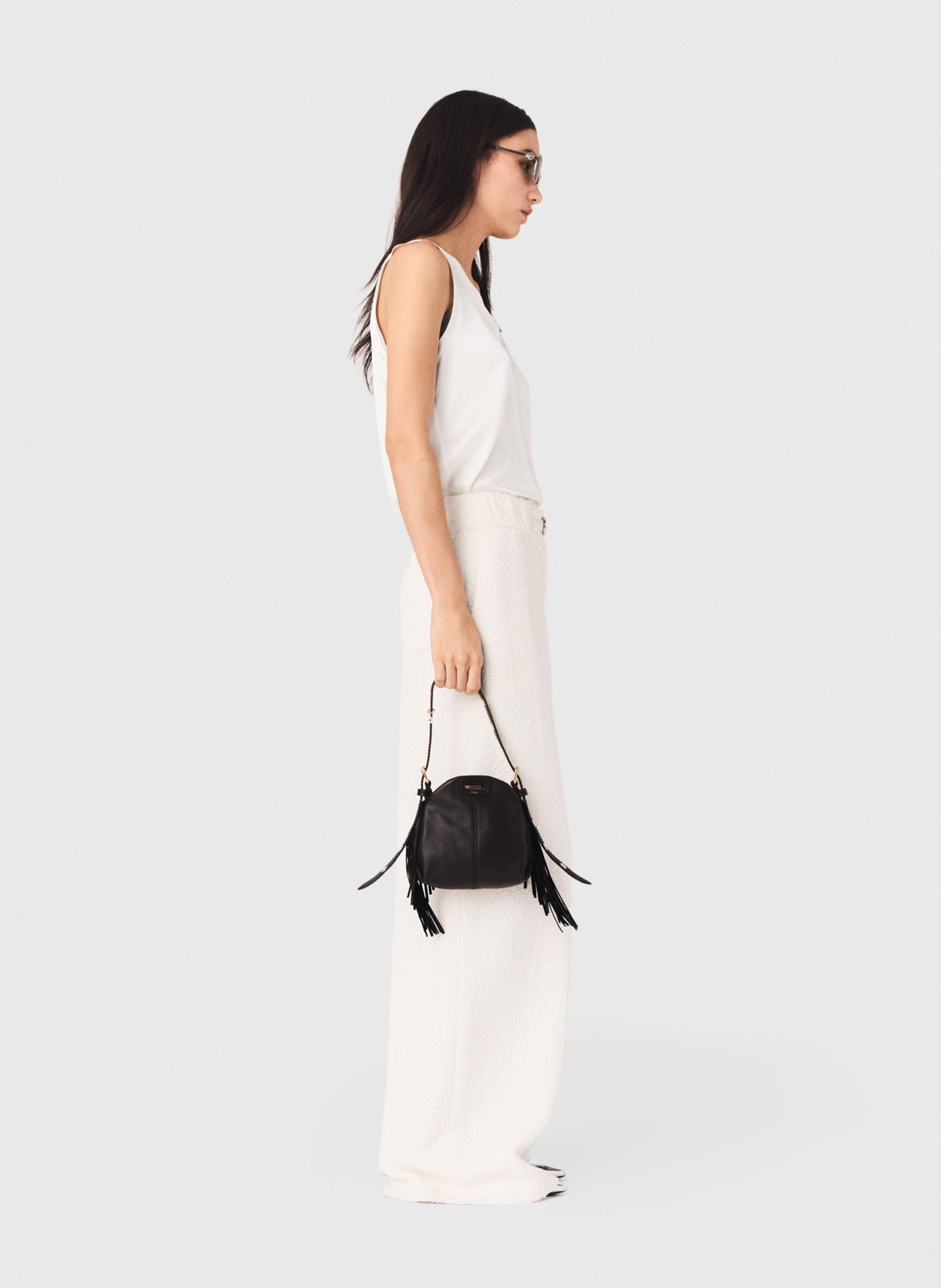 Round neck silk blend tank top MAJE White
