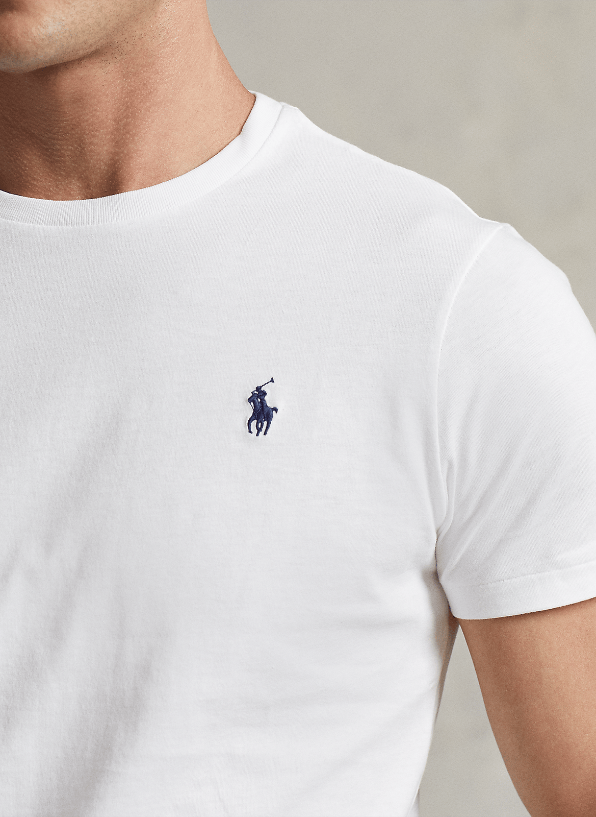Rundhals-T-Shirt aus Baumwolle mit Pony Player, Slim Fit POLO RALPH LAUREN Weiss