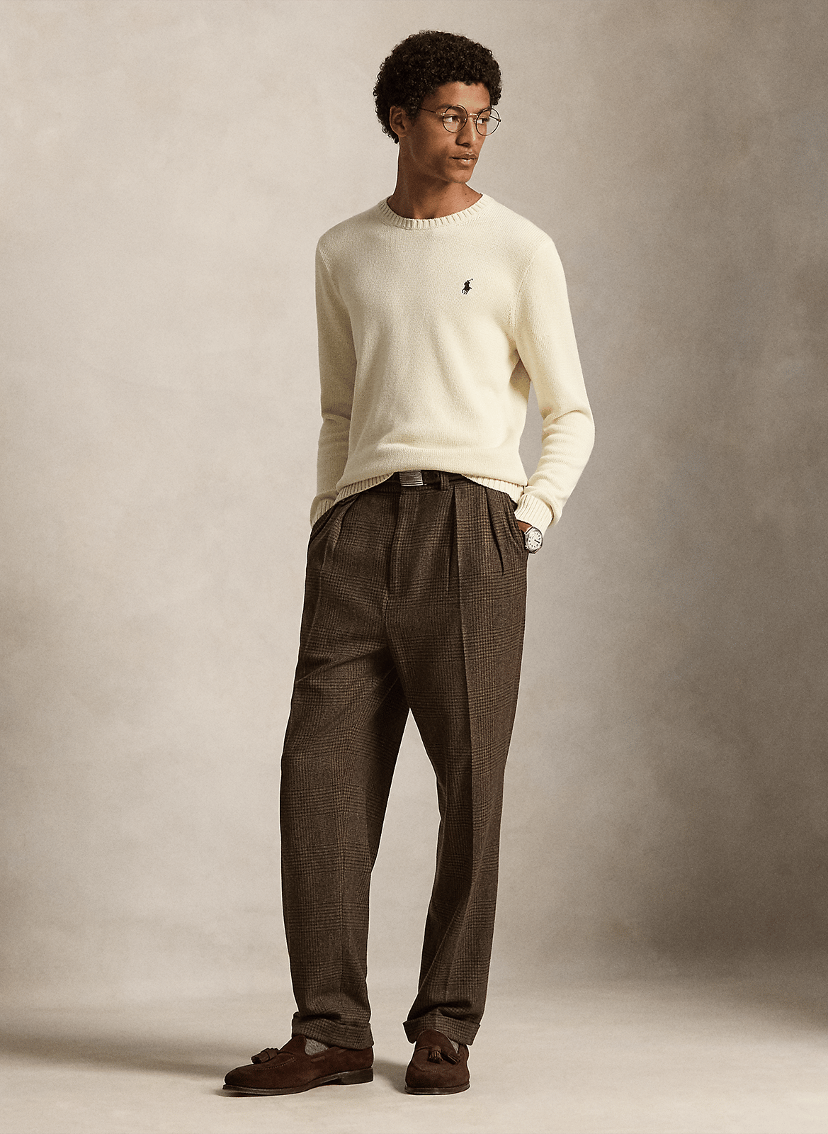 Colour block cotton sweater POLO RALPH LAUREN Beige