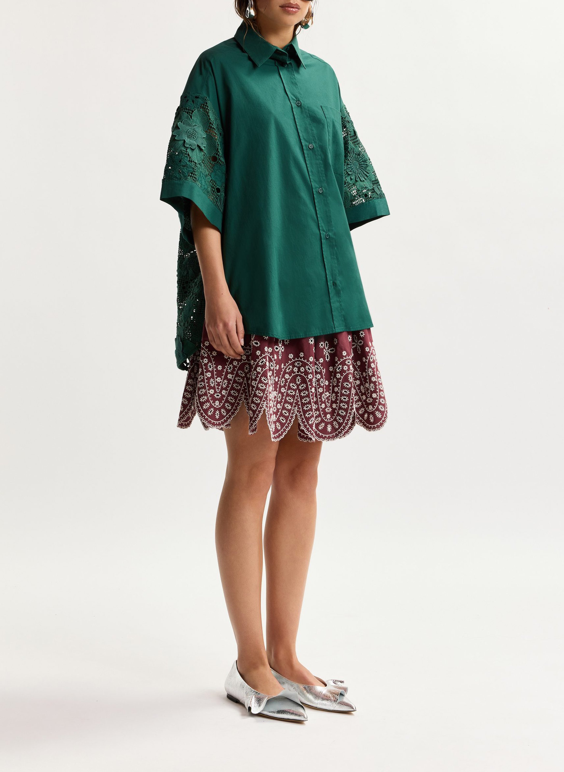 Oversized shirt with classic collar ESSENTIEL ANTWERP Green