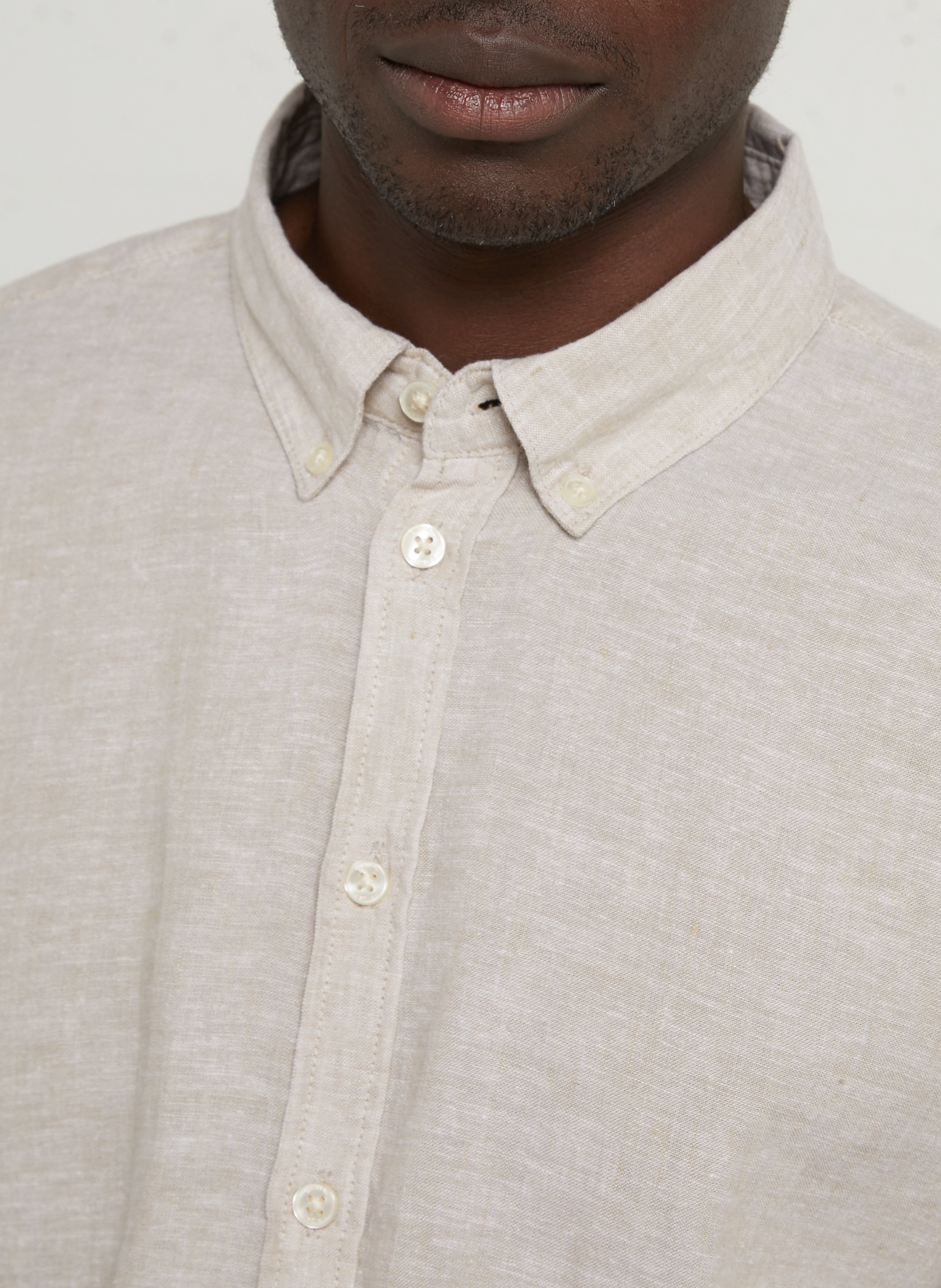 Chemise col classique en lin mélangé CASUAL FRIDAY Gris