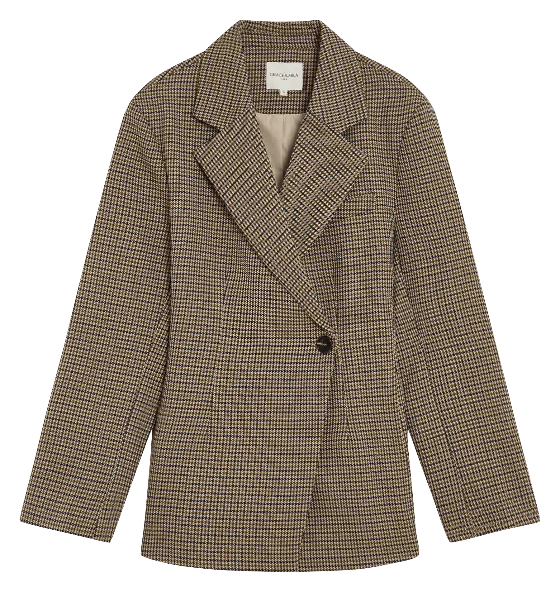 Straight printed tailored jacket GRACE ET MILA Beige