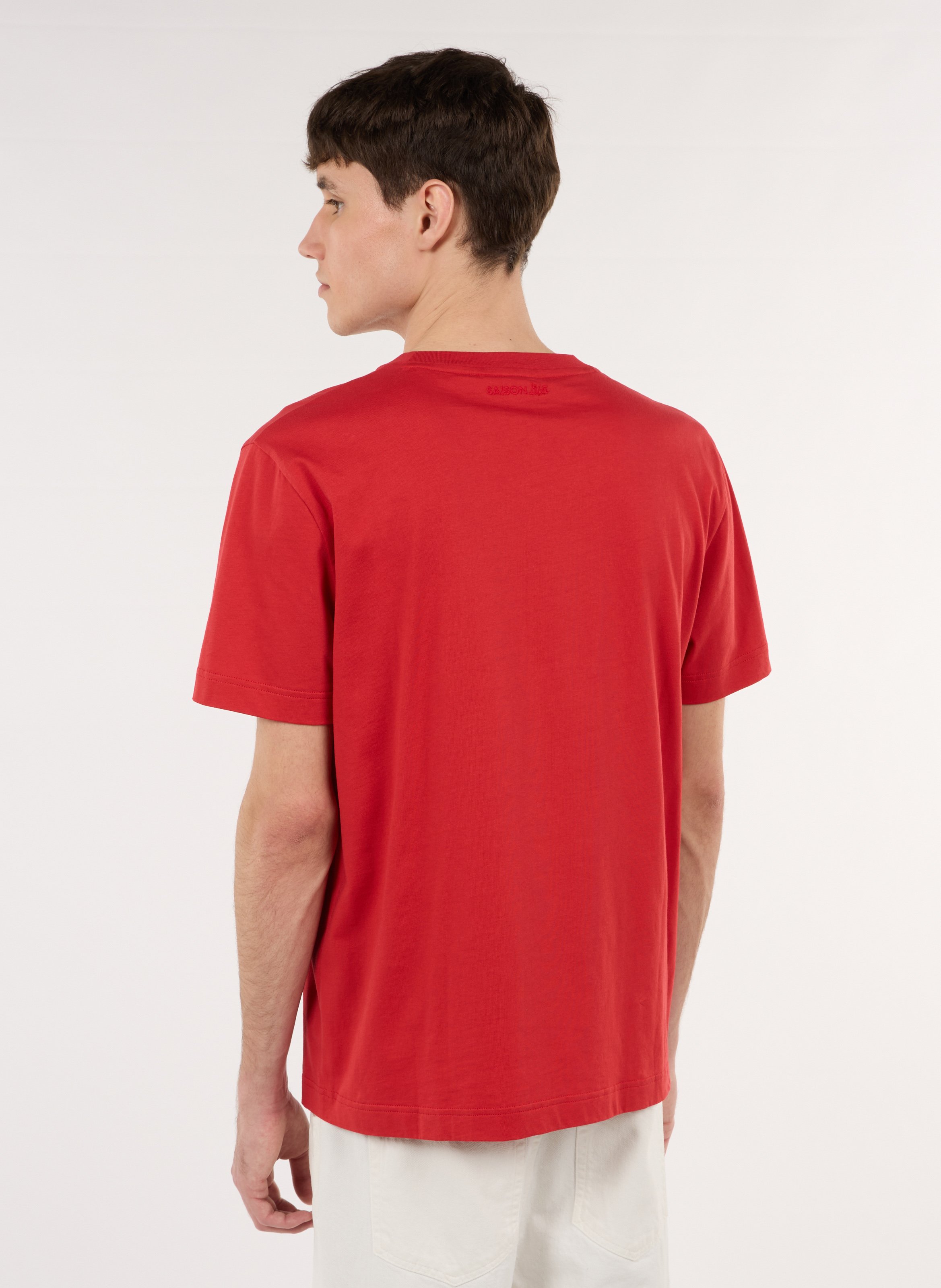 T-shirt van biokatoen met ronde hals SAISON 1865 Rood