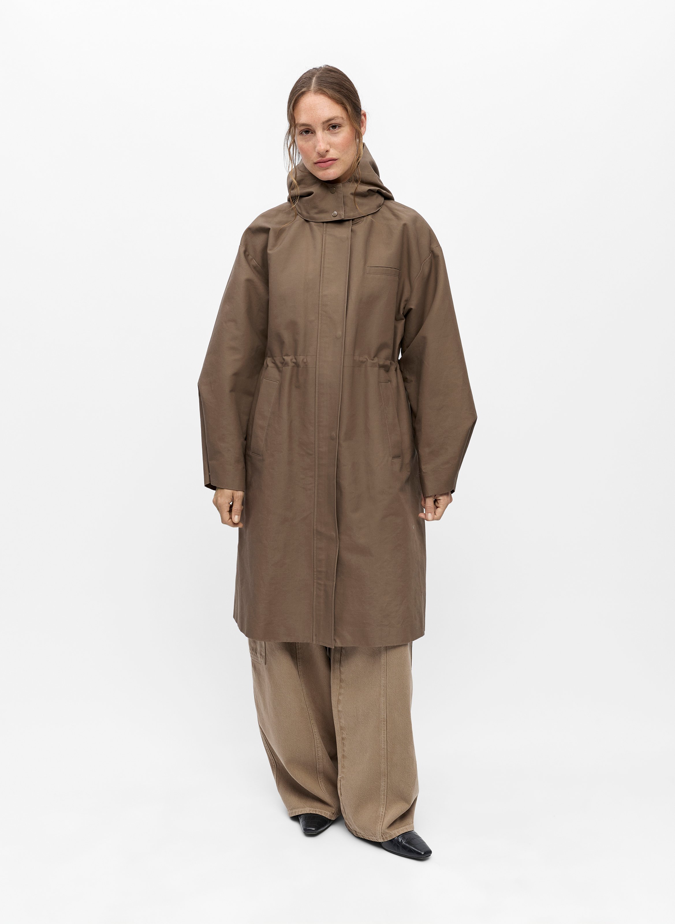 Manteau cintré en coton OBJECT Marron
