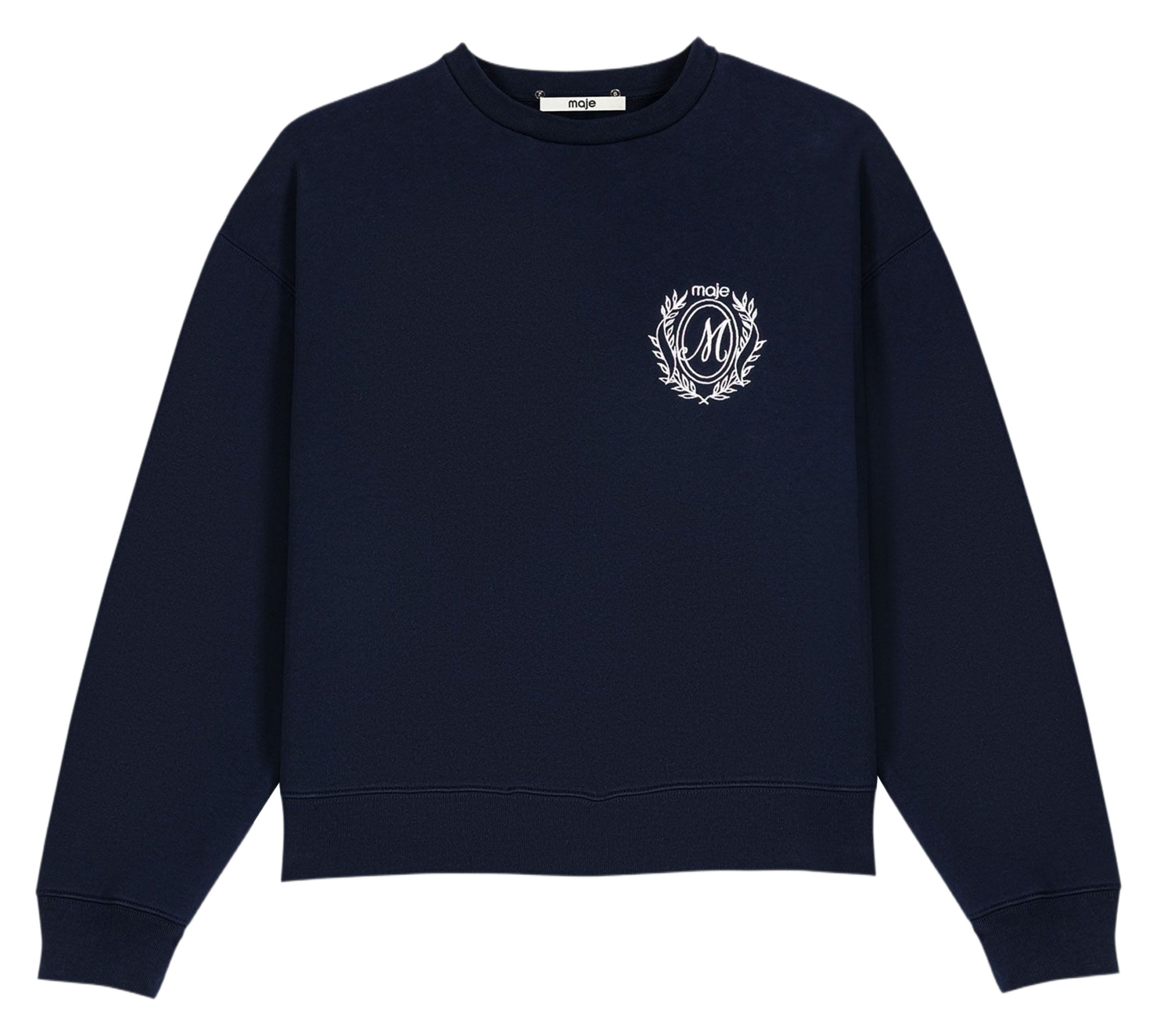 Rechte sweatshirt met juweeldetail in katoen MAJE Blauw