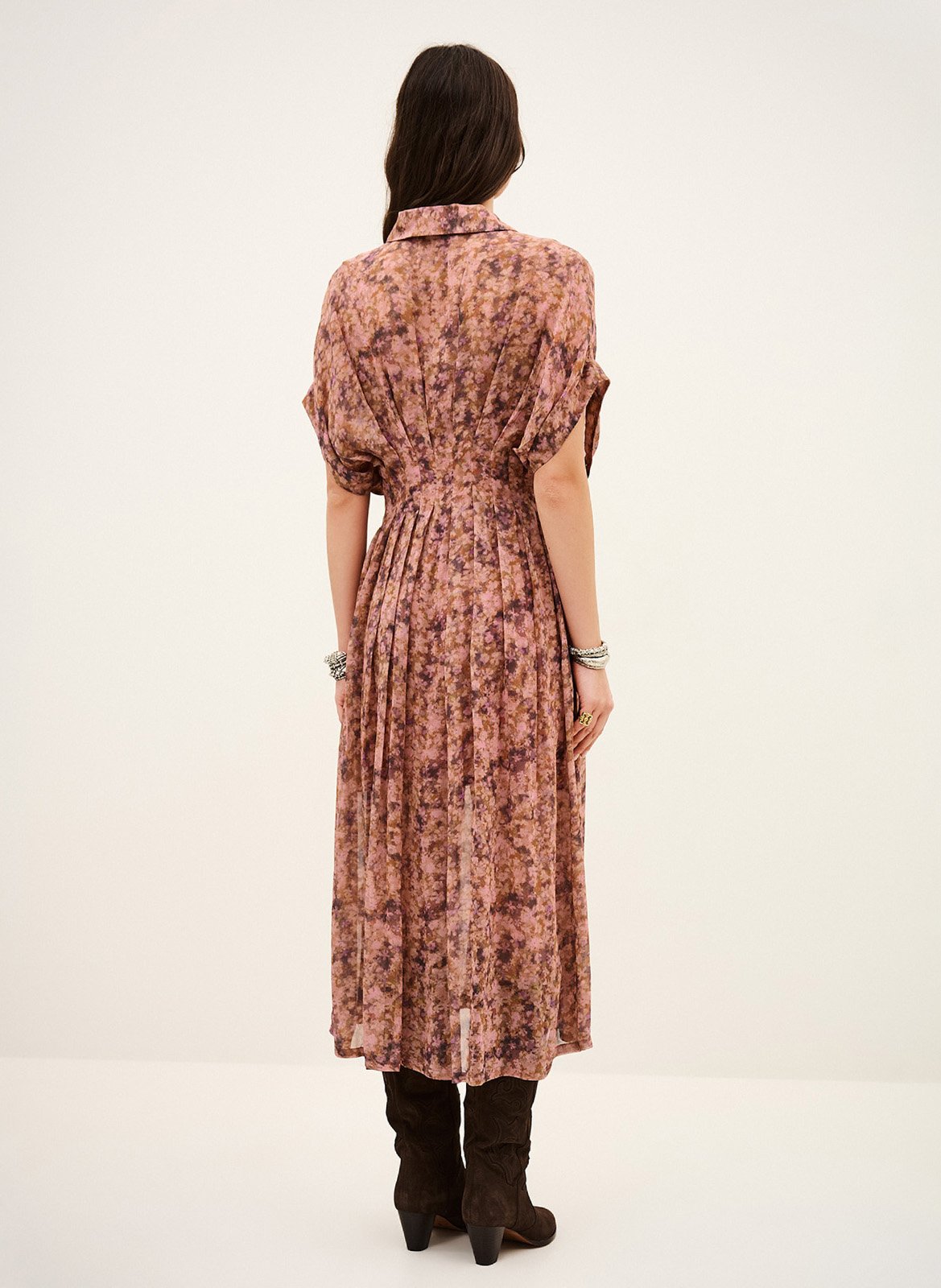 Langes, weit geschnittenes Kleid mit Print BA&SH Rosa