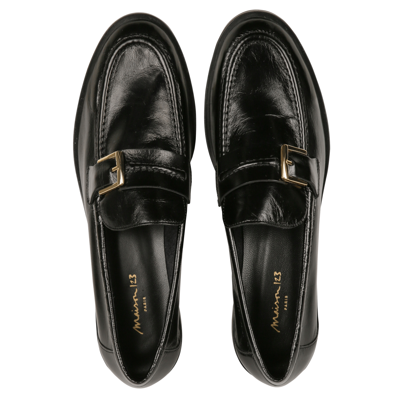 Mocassins en cuir verni MAISON 123 Noir