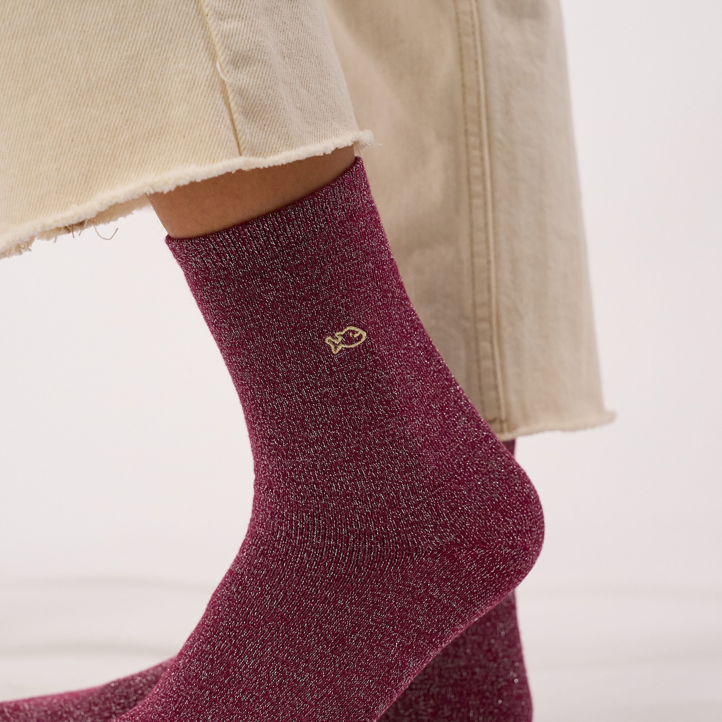 Solid Combed Cotton Glittery Socks | Purple BILLYBELT Women