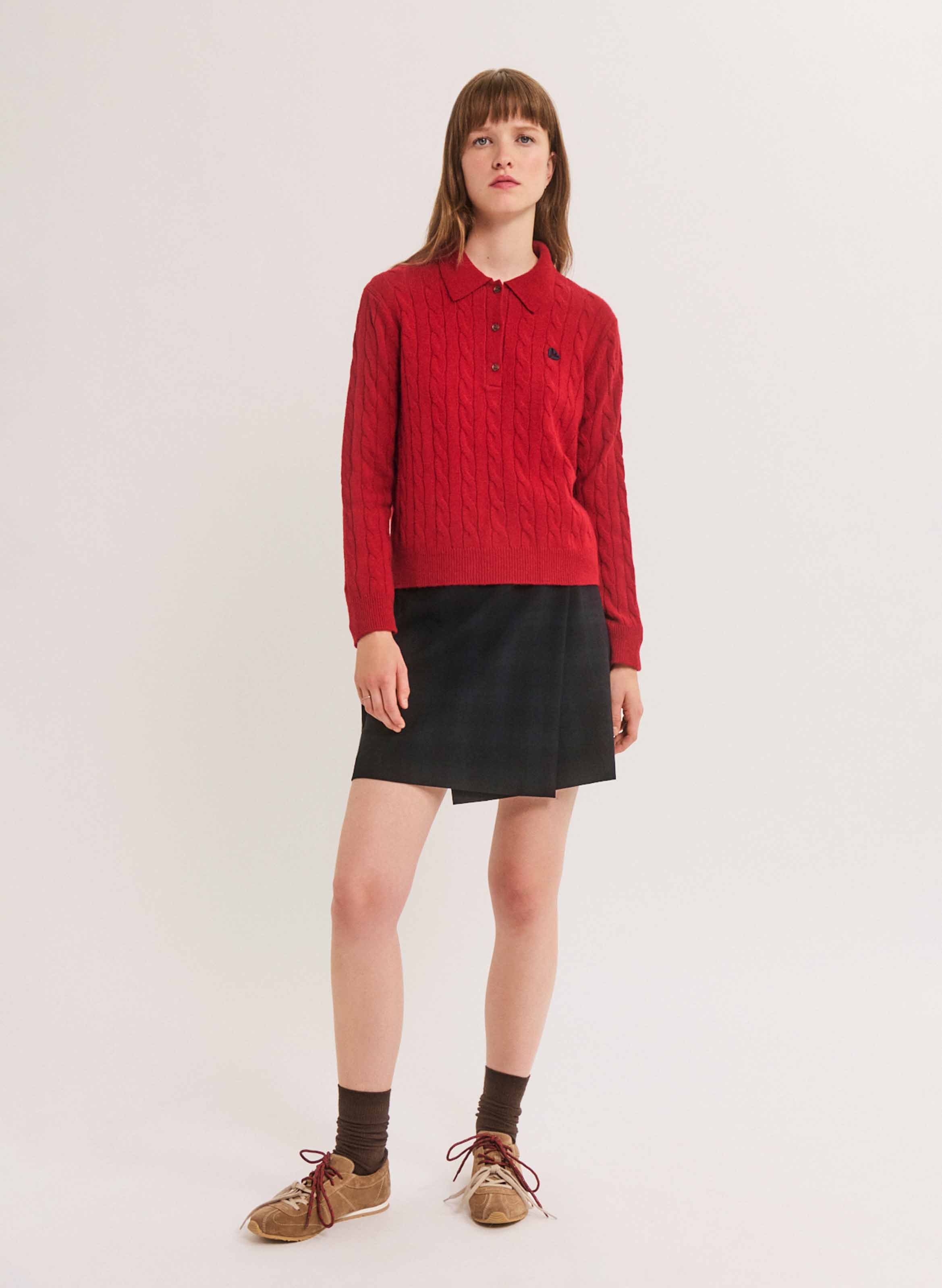 Twisted knit polo PABLO Red