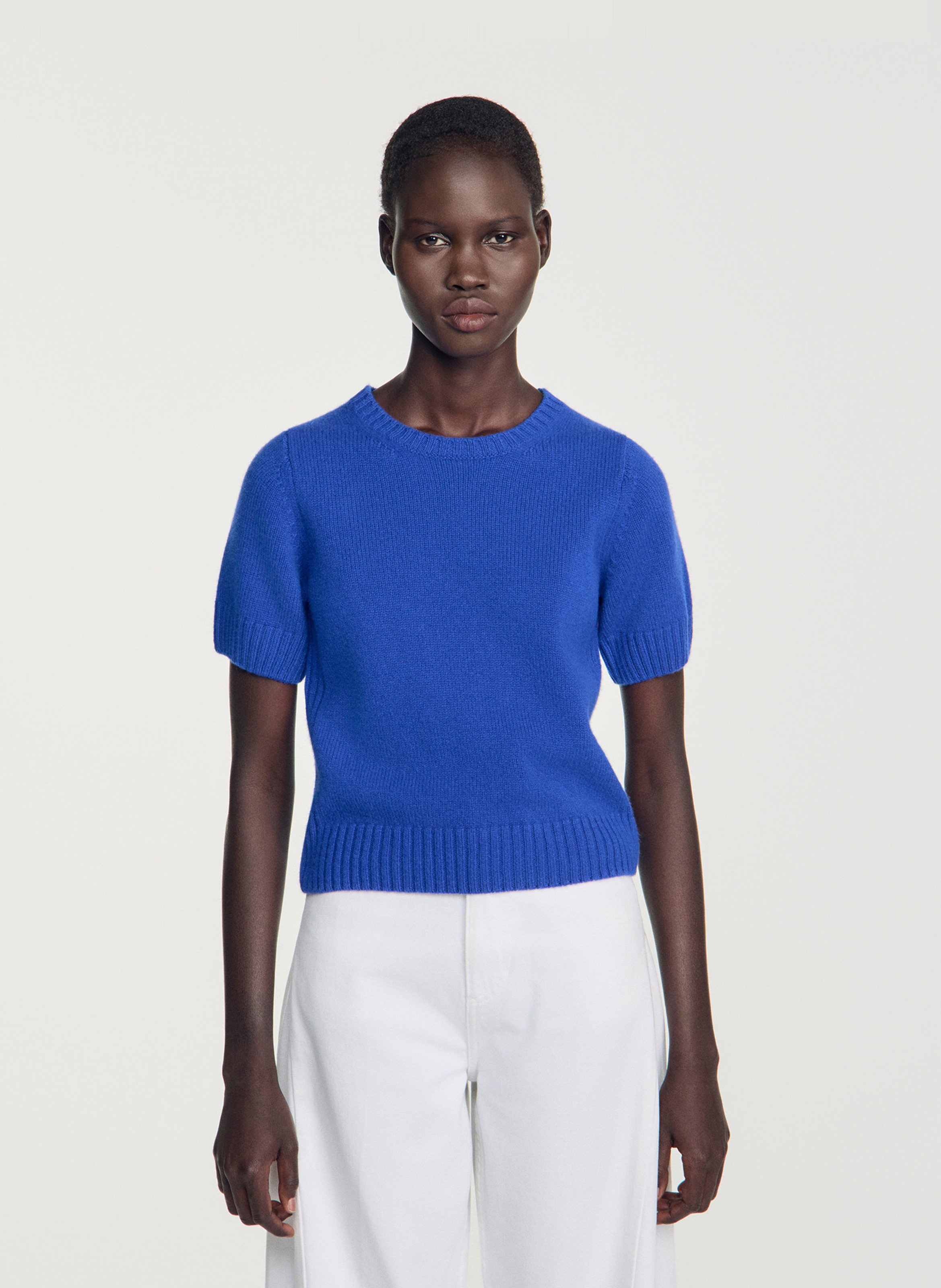 Pull droit en laine SANDRO Bleu