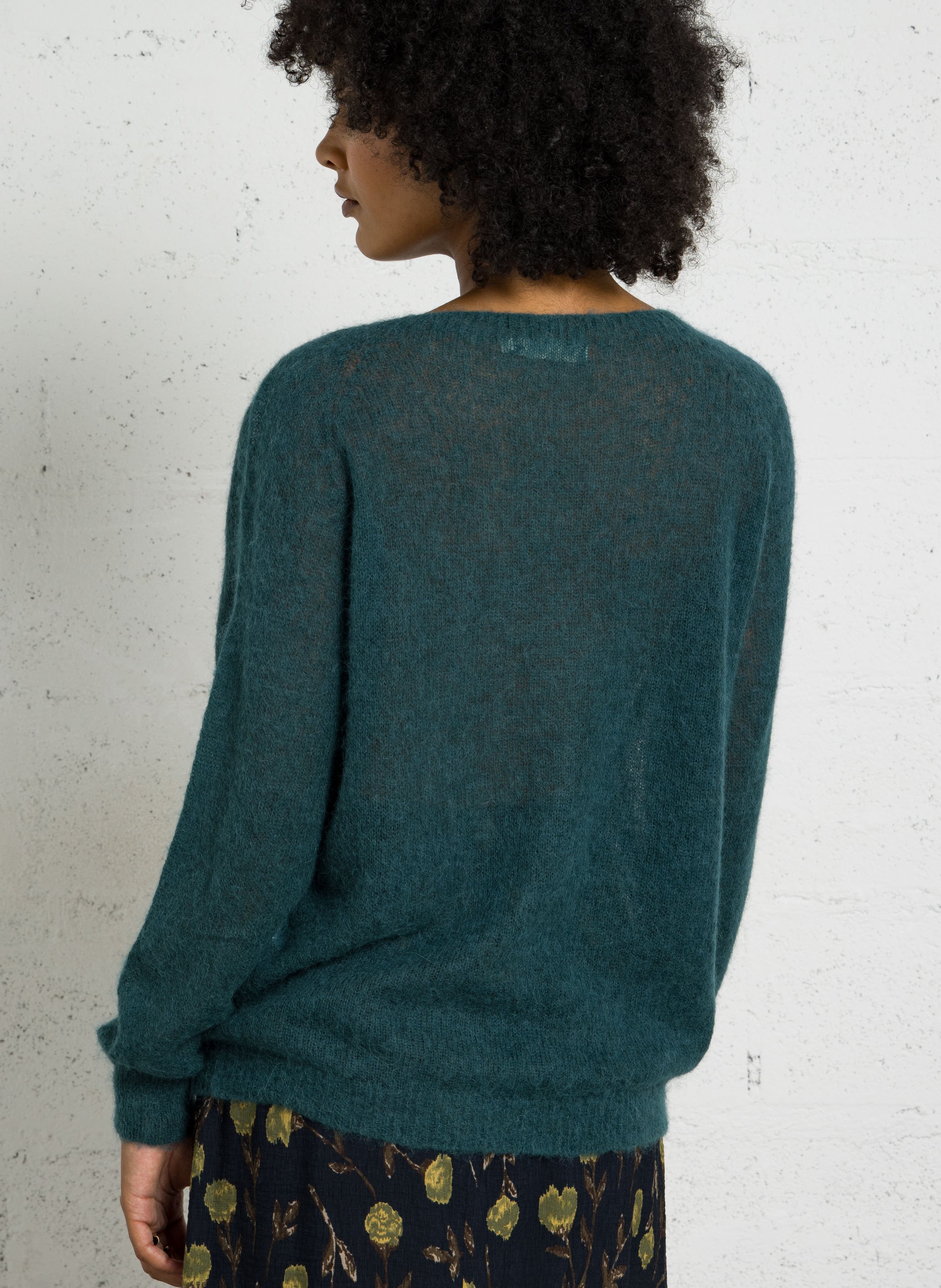 Feinstrickpullover mit Rundhalsausschnitt aus Alpakamischung NICE THINGS Grun