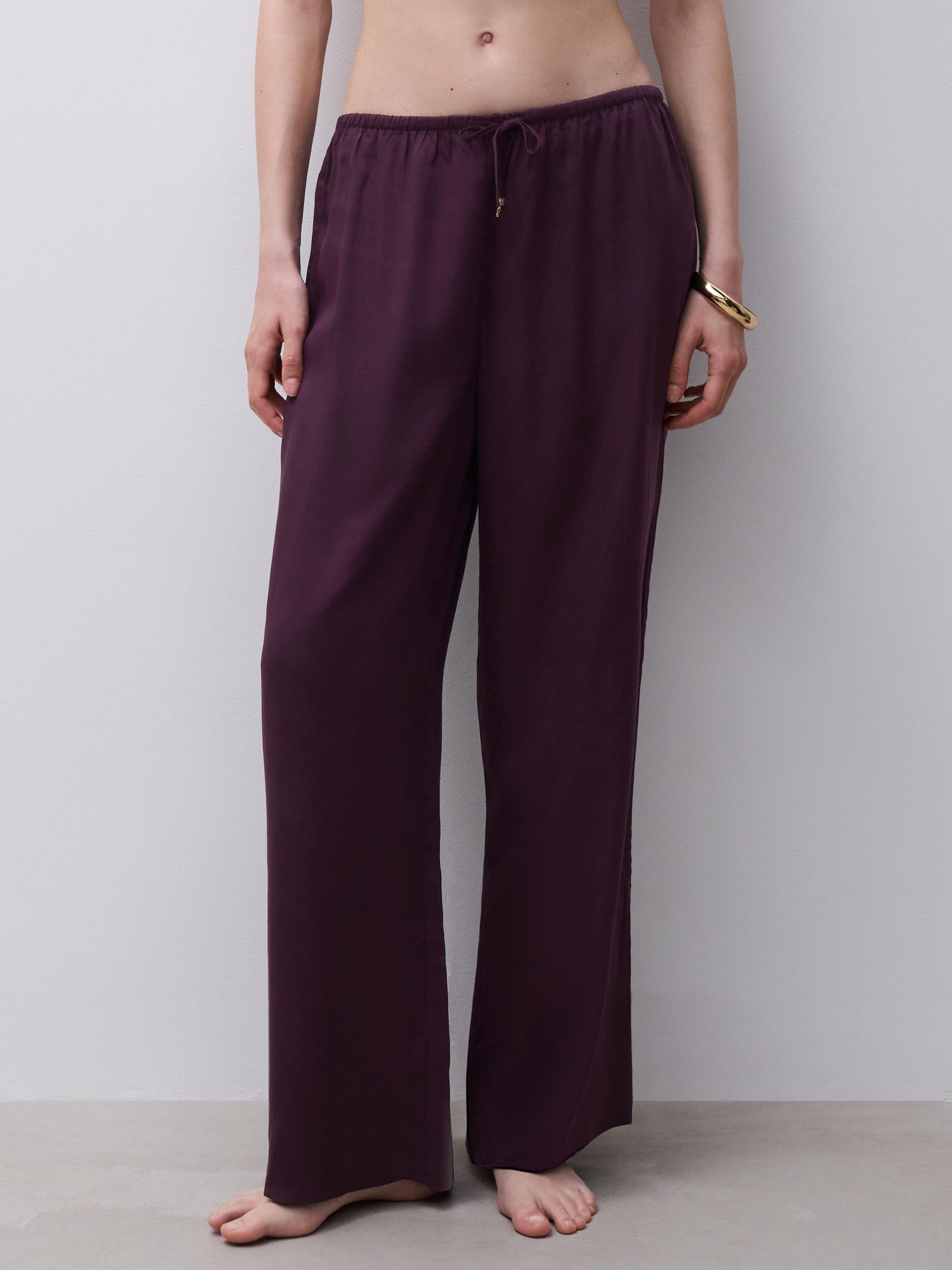 Floral Embroidery Pants CHANTELLE Purple