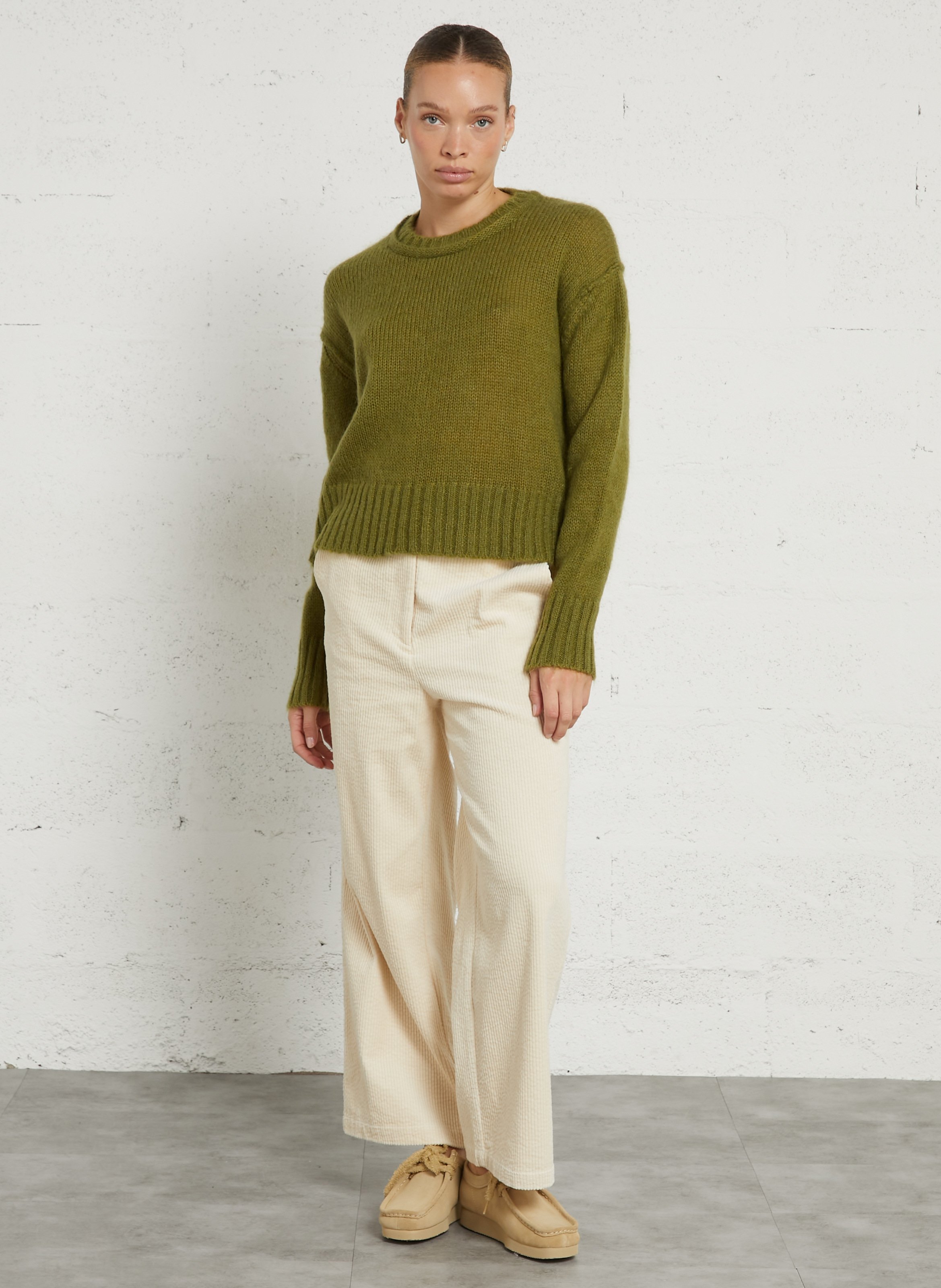 Pantalon en velours côtelé de coton  BELLA JONES Beige