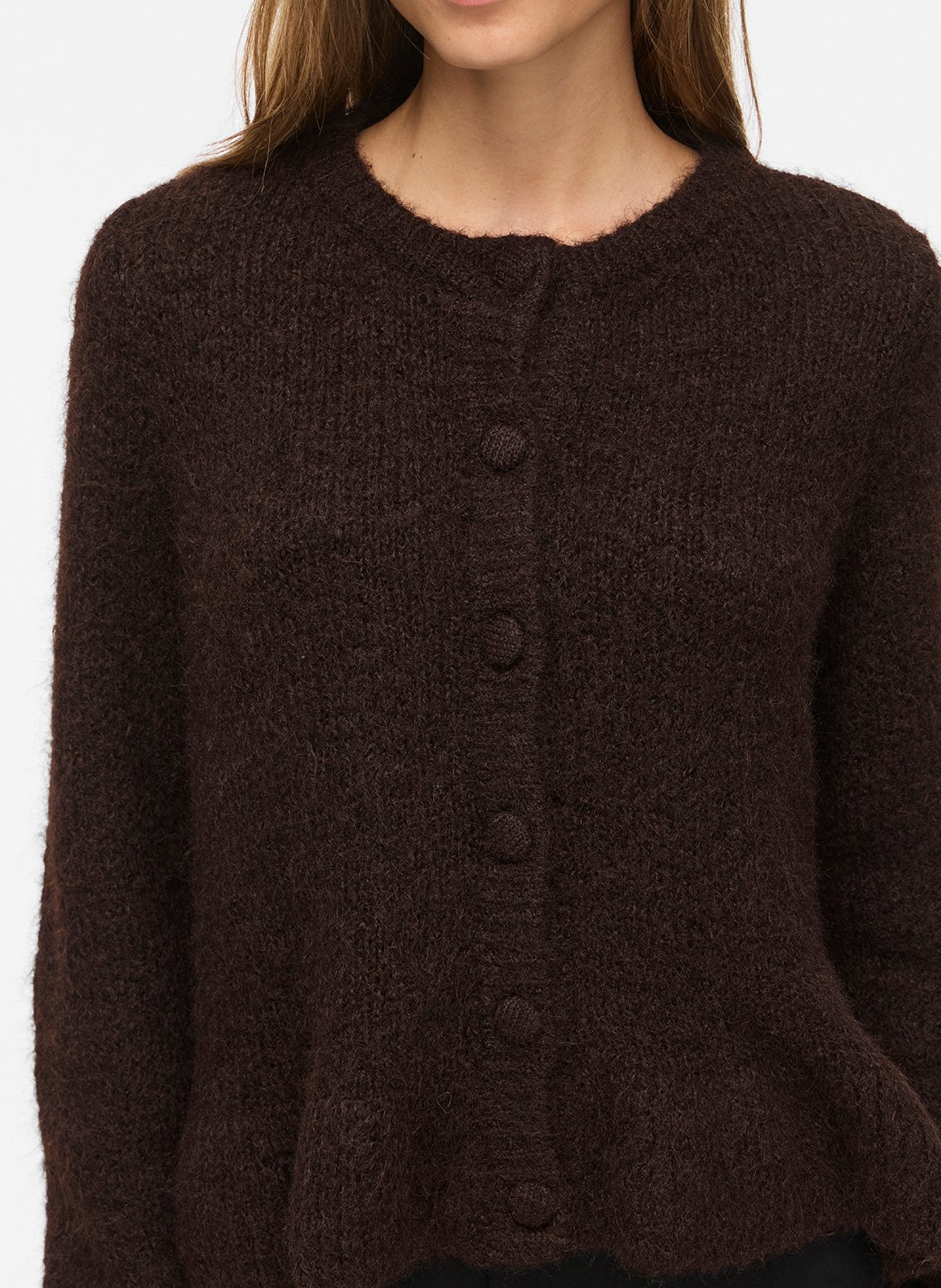 Vest met ronde hals en effen kleur met ruches VILA Bruin