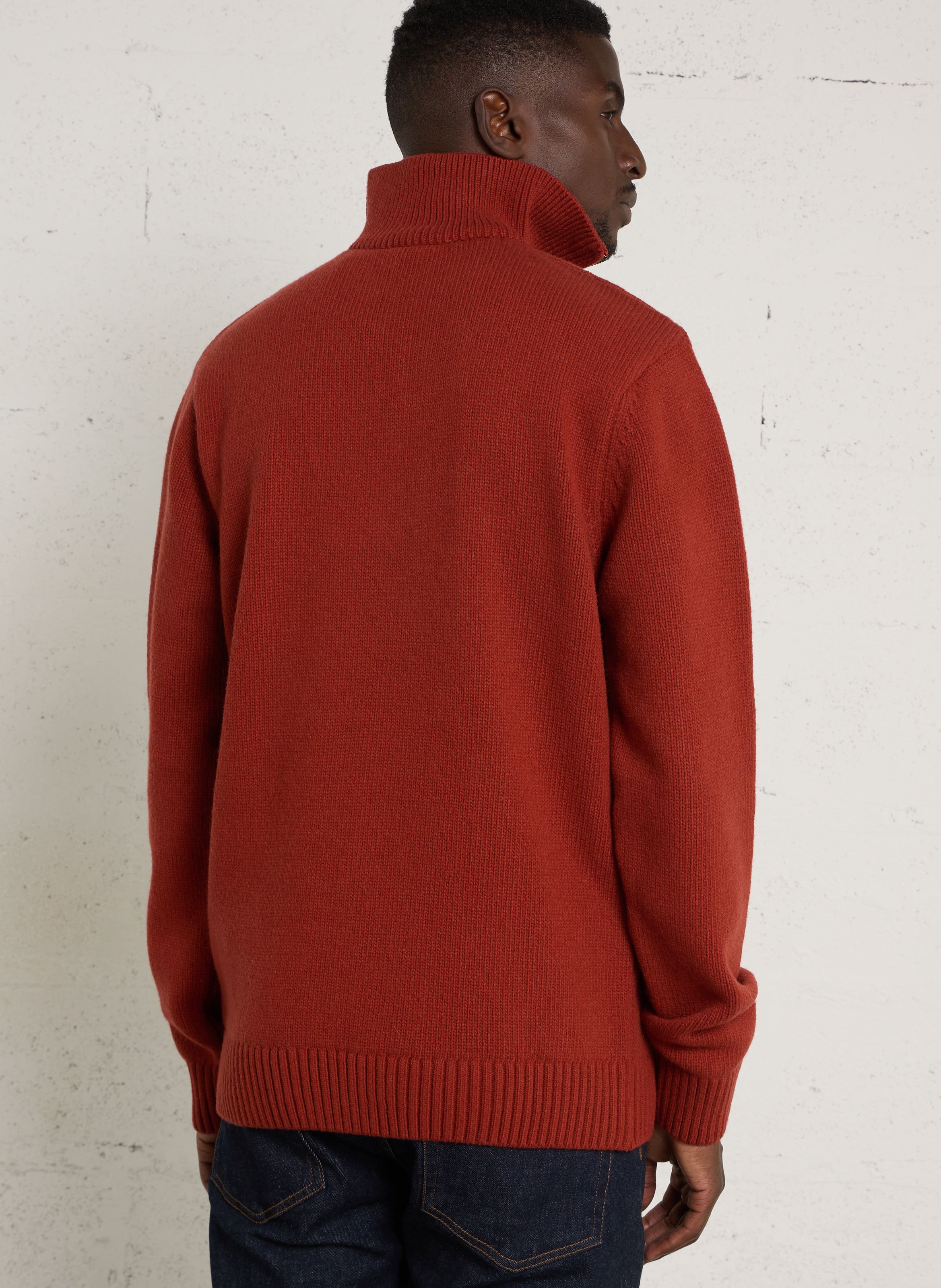 Gebreide trui met opstaande kraag van gemengde wol ARMOR LUX Rood