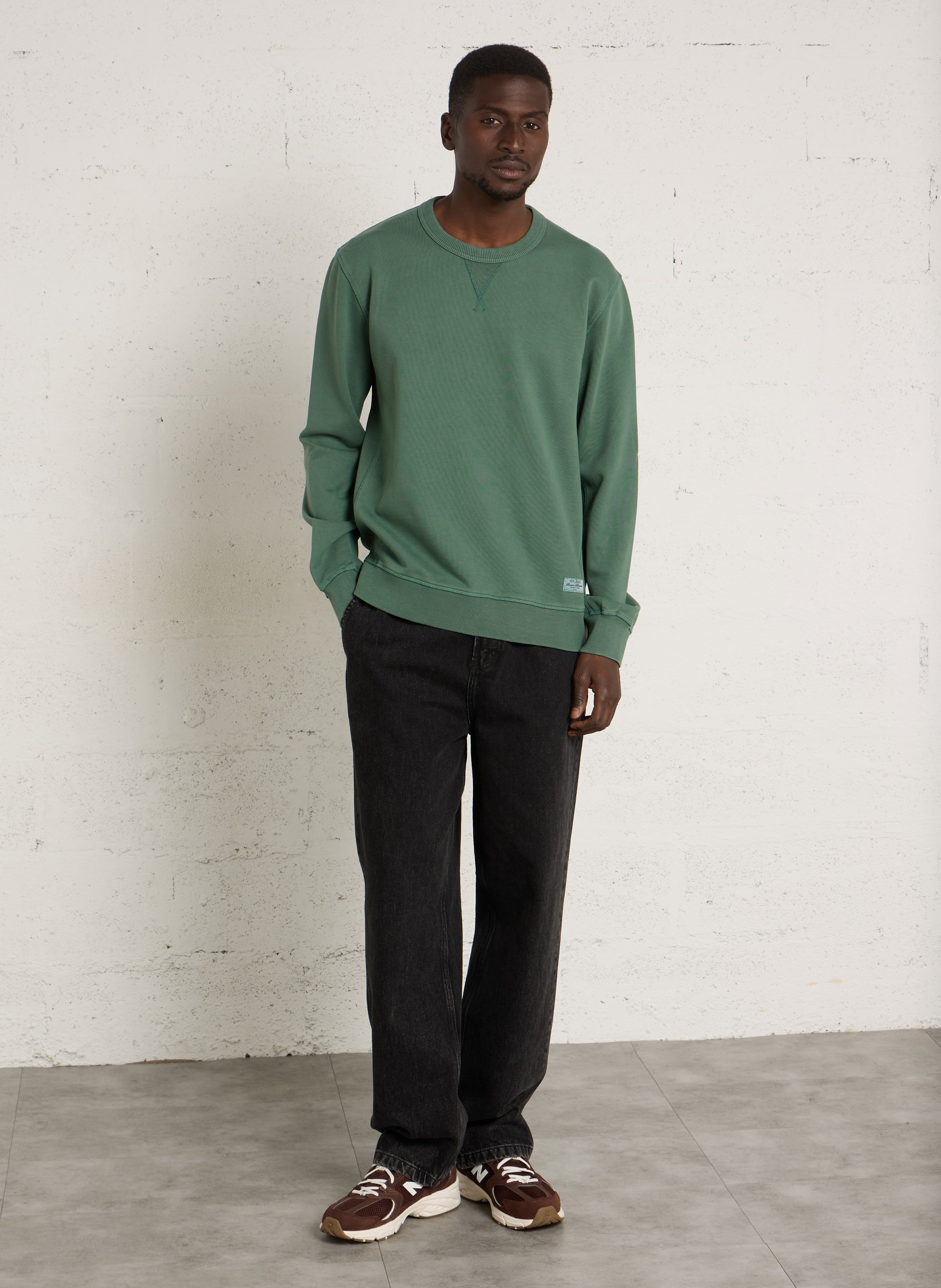 Sweat droit col rond uni PEPE JEANS Vert