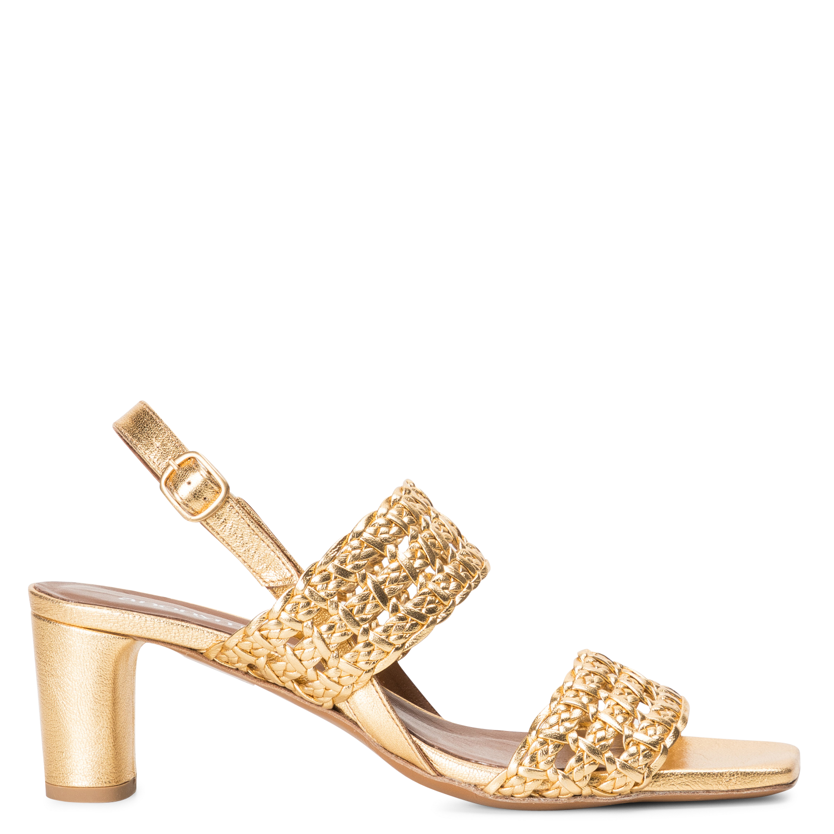 High metallic leather sandals with buckle Gold Anonymous