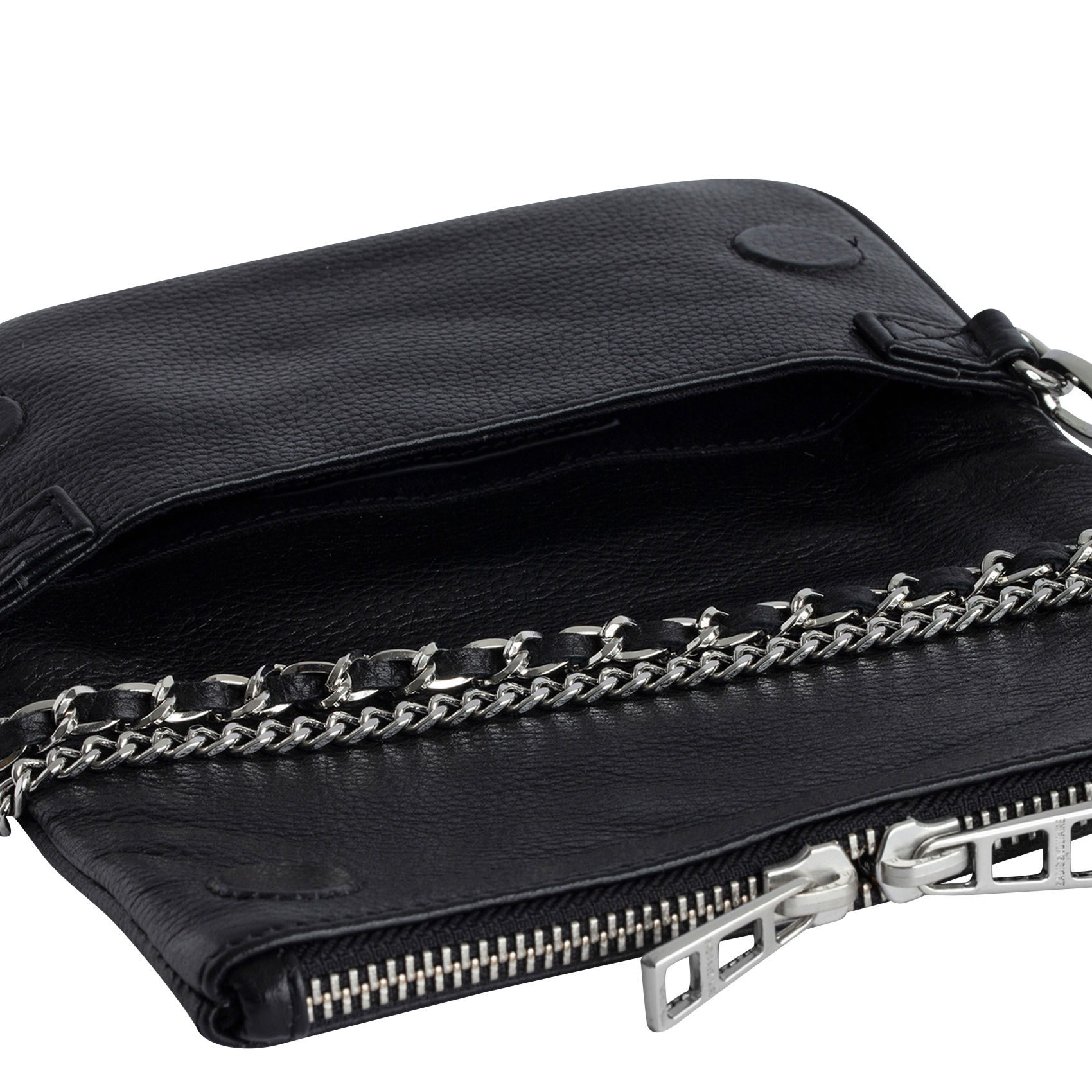 Leder-Clutch mit Reißverschluss ZADIG&VOLTAIRE Schwarz