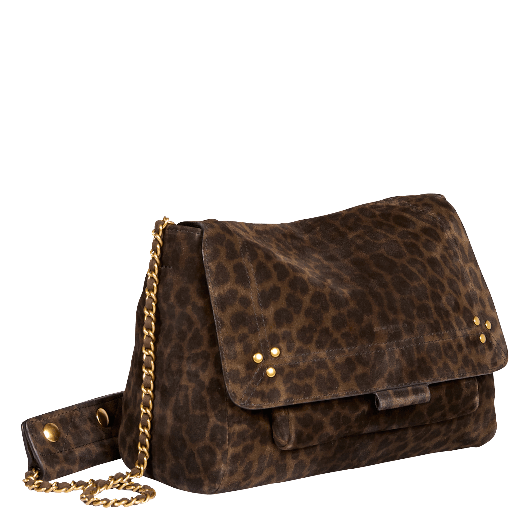 Leopard print leather messenger bag JEROME DREYFUSS Khaki