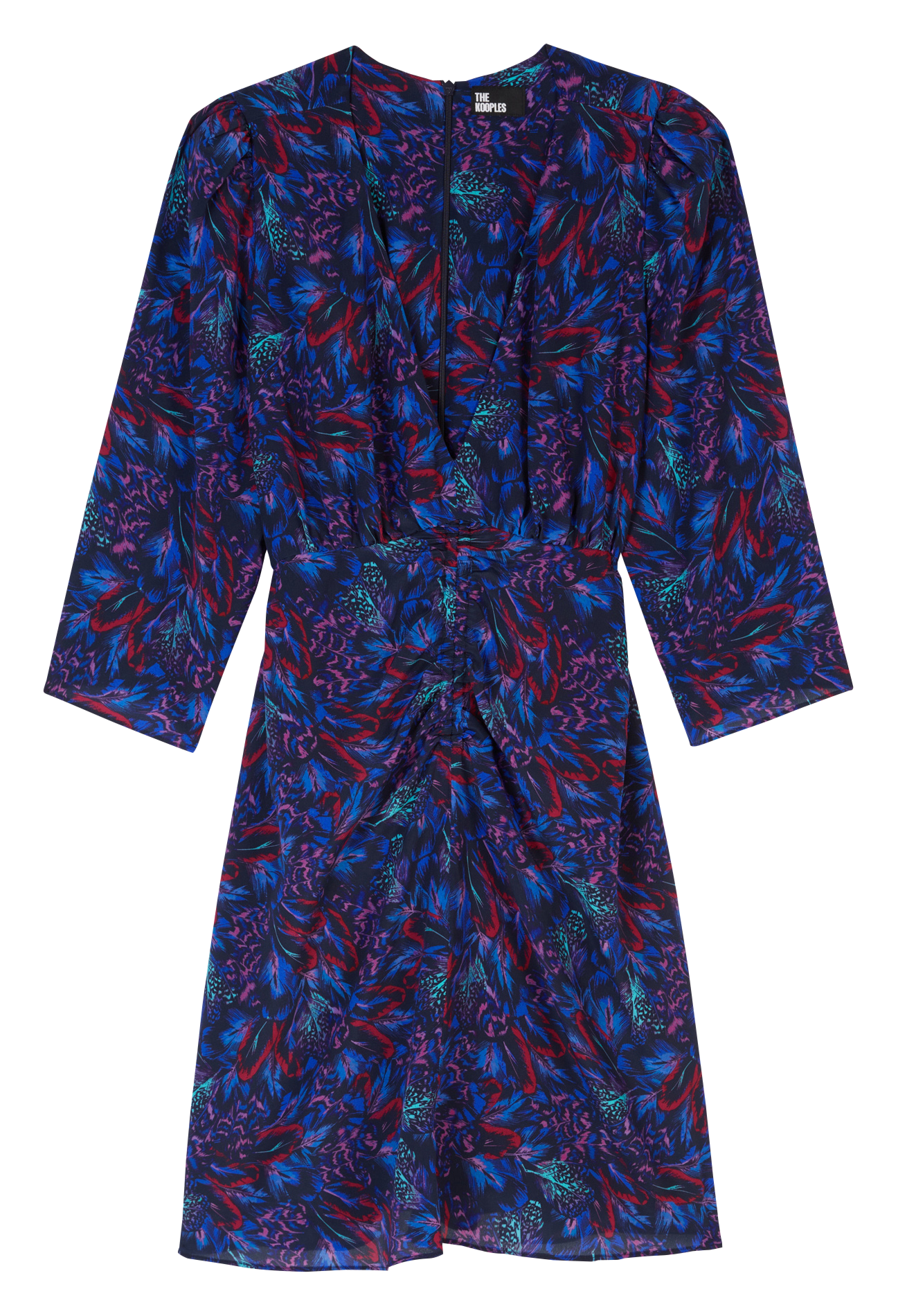 Short printed silk V-neck dress THE KOOPLES Pink