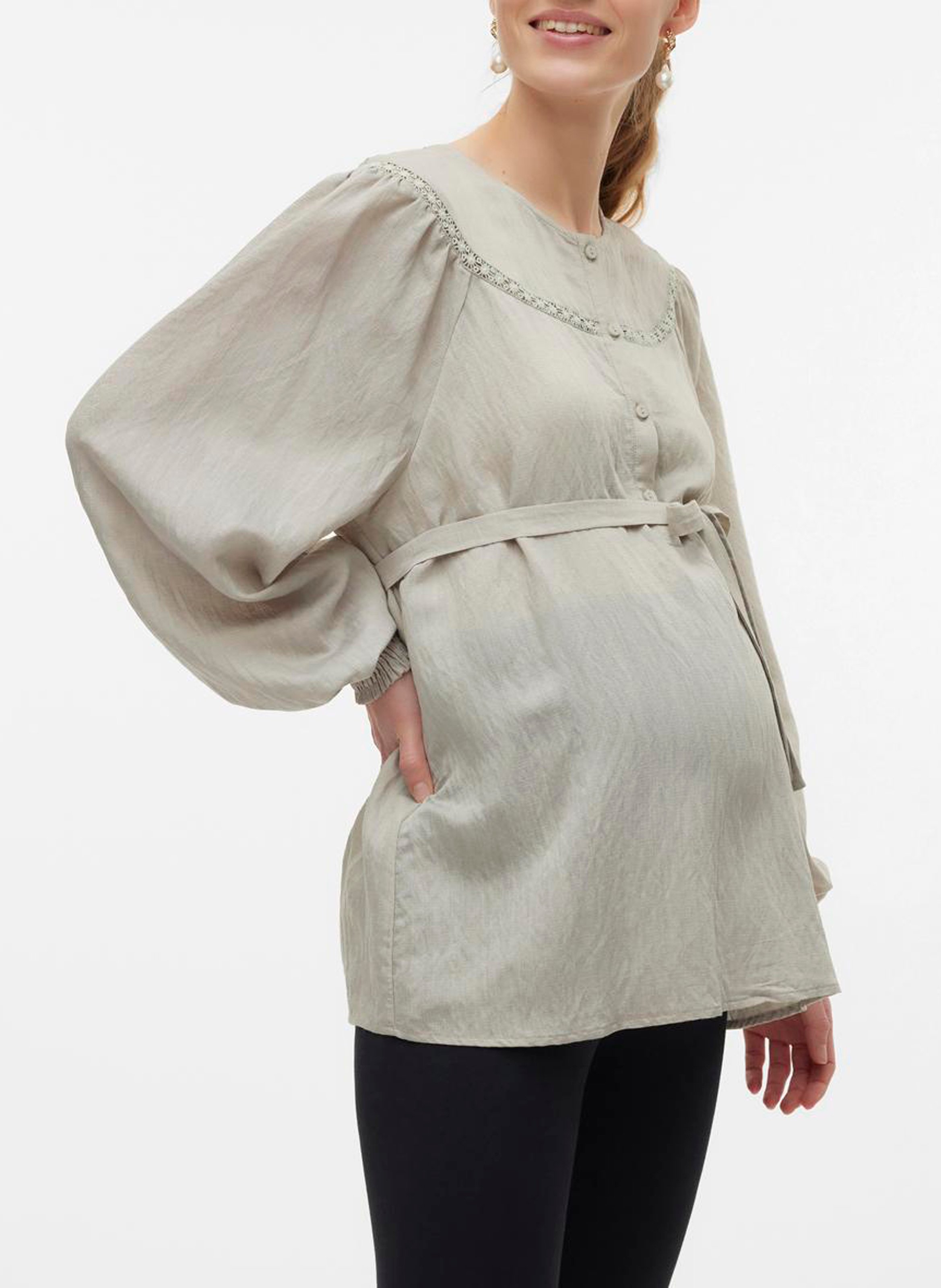 Blouse droite de grossesse col rond  MAMALICIOUS Gris