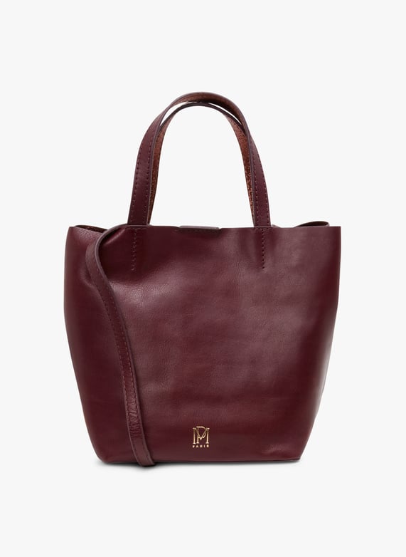 Red Small leather tote bag