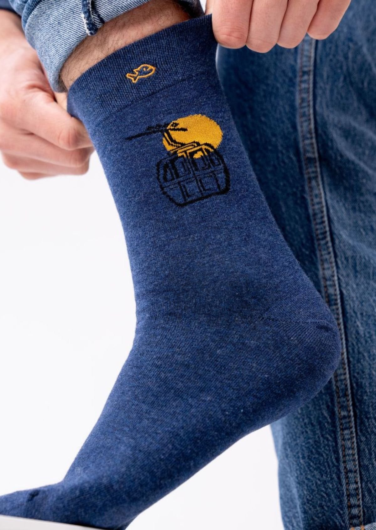 Combed cotton socks with patterns BILLYBELT Blue